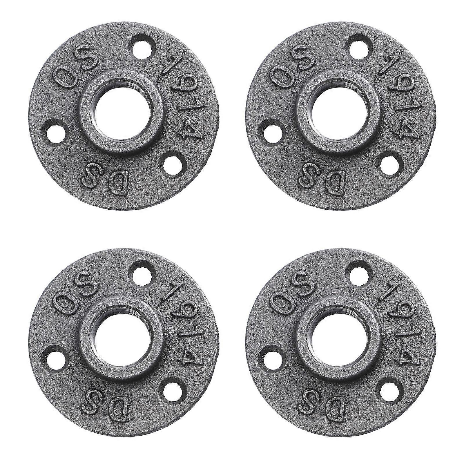4pcs Flange Floor Cast Iron Fittings Industrial Decorative Flange