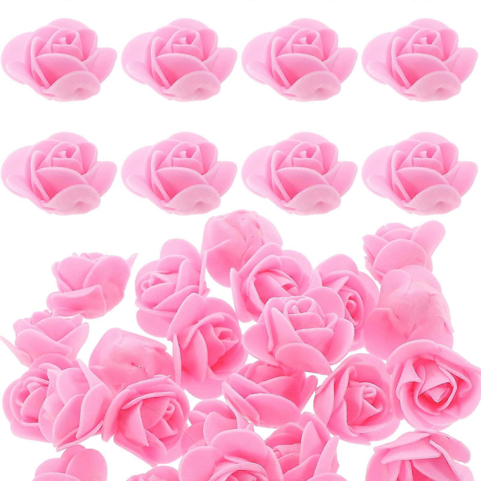 50pcs Mini Foam Rose Heads for DIY Crafts, Wedding Decorations, and Home – Pink Artificial Flowers with Vivid Simulation, Lightweight and Fade