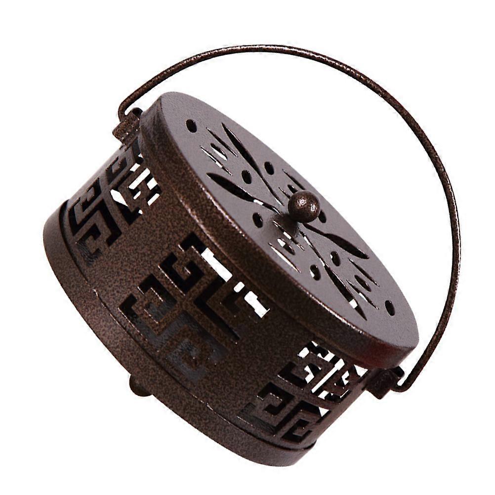 Retro Portable Coil Holder Classic Fireproof Iron Incense Storage Box For Home .9x5.9x2.8Inch 1Pc