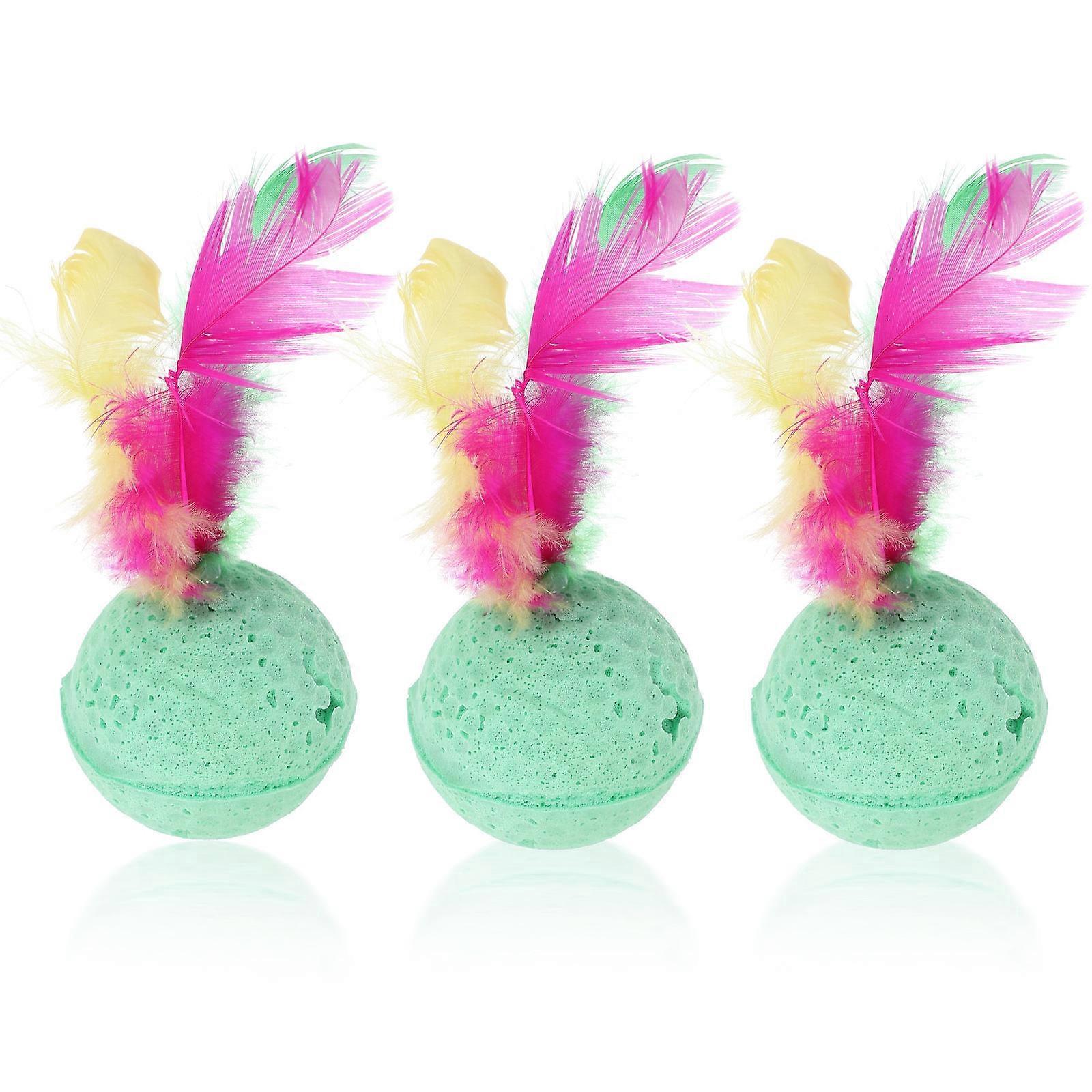 3 Pcs Cat Balls with Tails Fun Interactive Foam Toys to Stimulate Natural Instincts and Prevent Furniture Scratching