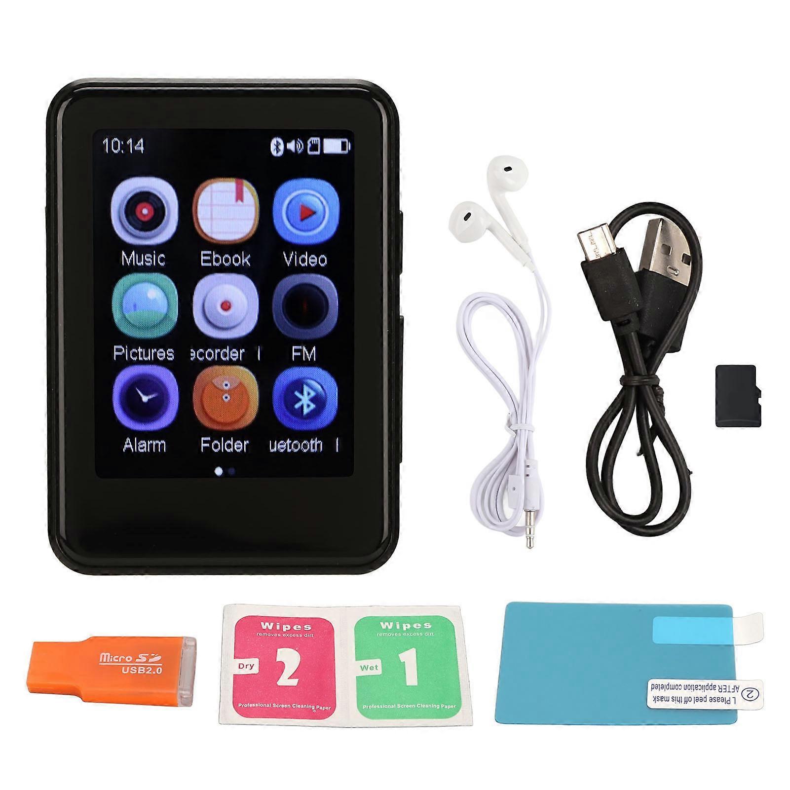Bluetooth 5.0 HiFi Lossless MP3 MP4 Player 2.5 inch Touch Screen Music Recording with Speaker and Radio 16GB