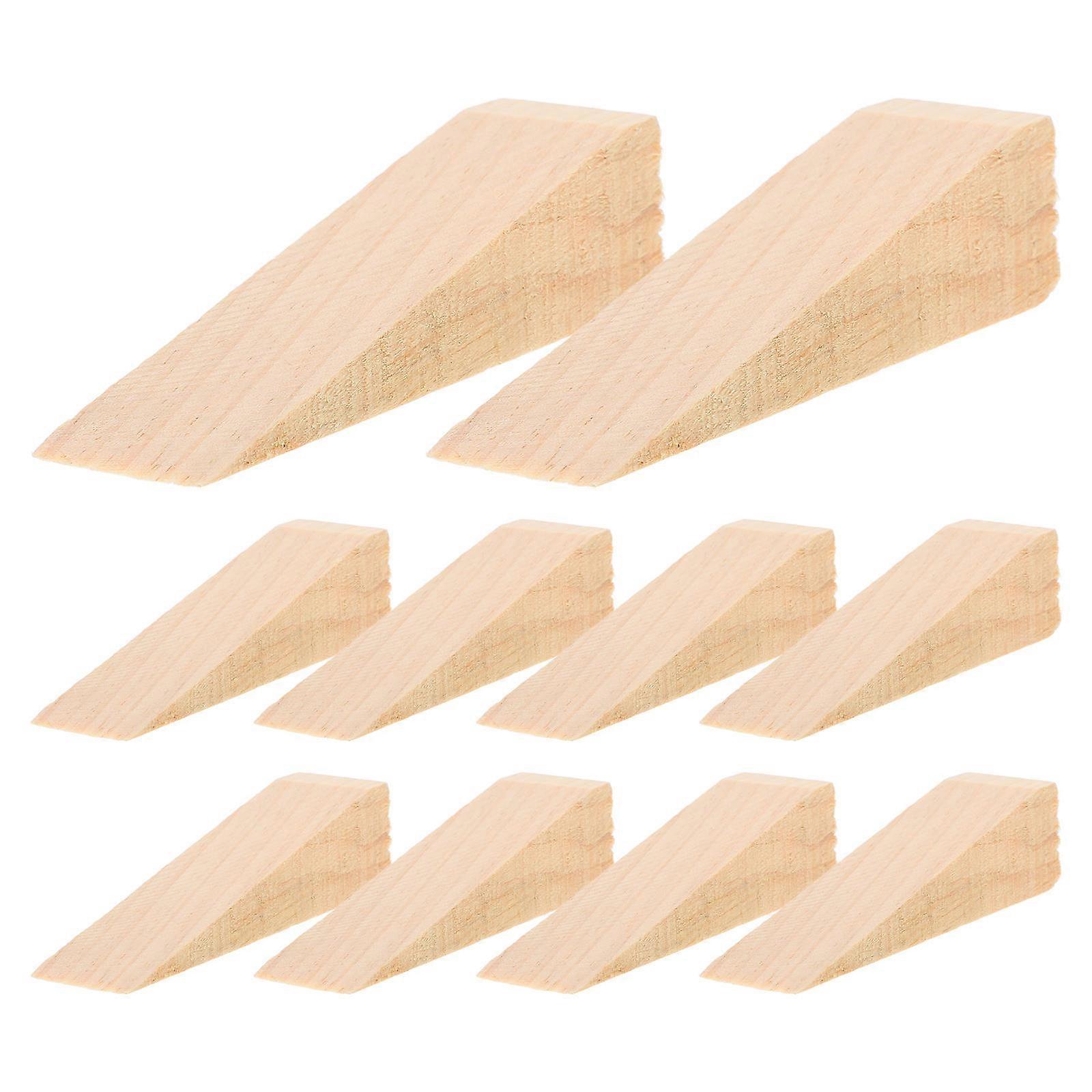 Wooden Door Stoppers 10pcs Pack Non Slip Door Wedges for Home and Office Use Enhanced Friction for Blocking
