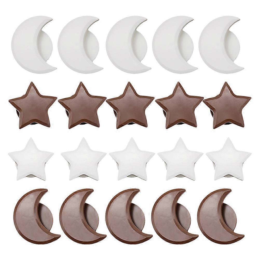 Simple Design Cabinet Handle Star Moon Shape Knob for DIY Enthusiasts Coffee White 20Pcs