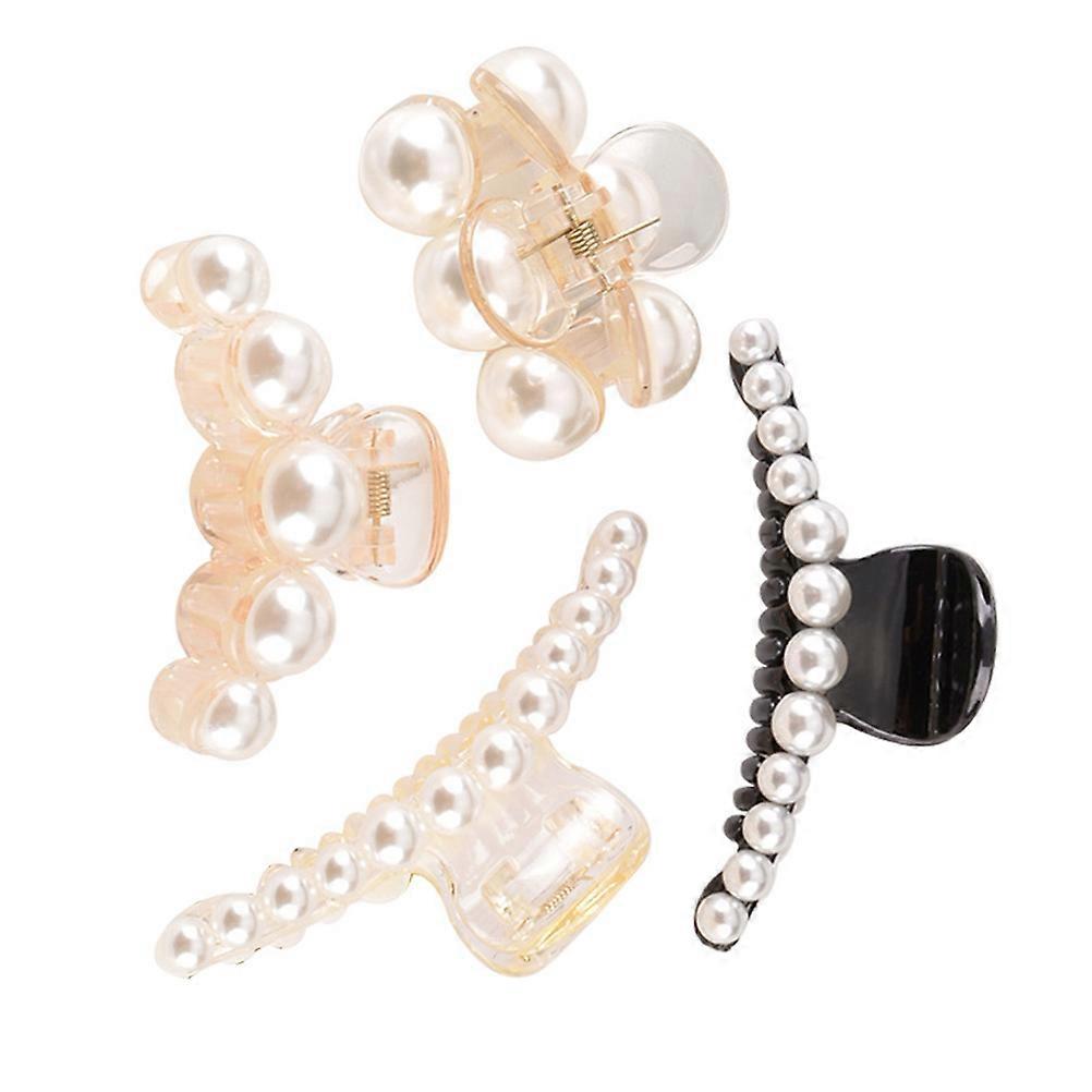 Elegant Pearl Hairpin for Decor with Strong Resin Material and Moderate Elasticity 4 Pcs Assorted