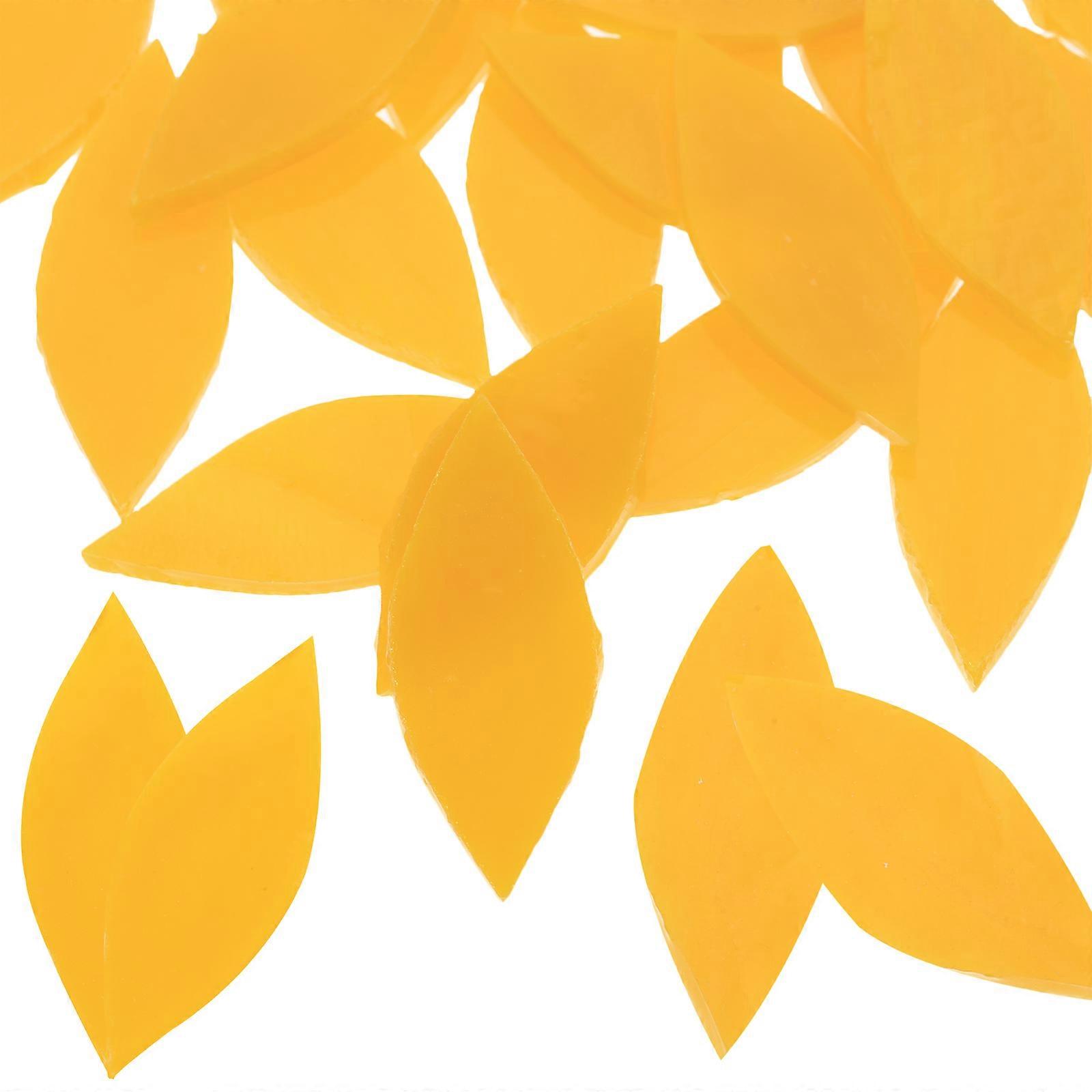 Glass Pieces Mosaic Tiles Petal Shape Diy Art Craft Home Decoration Yellow 1.5X3.8CM 1Set