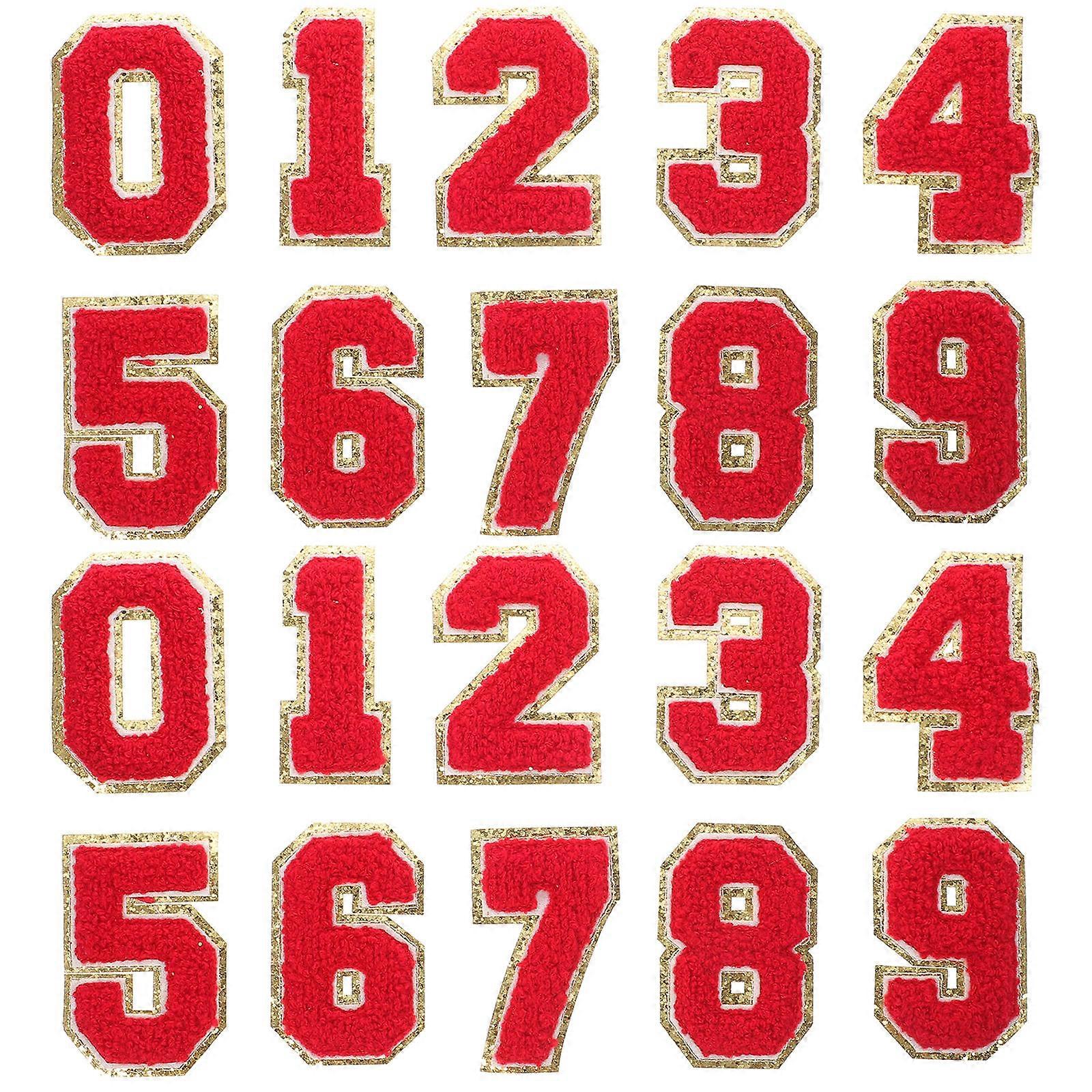 Bag Number Patches Decors Decorative Embroidered Patches Textile Accessories Red 8x5cm Diy Repair 20Pcs