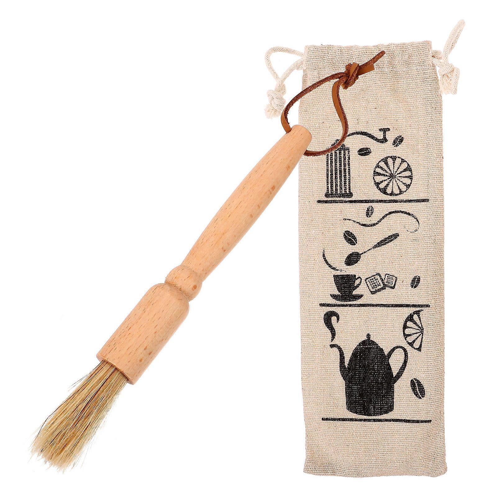 Wood Handle Brush Removing Coffee Grounds For Cleaning Coffee Grinders 1Set