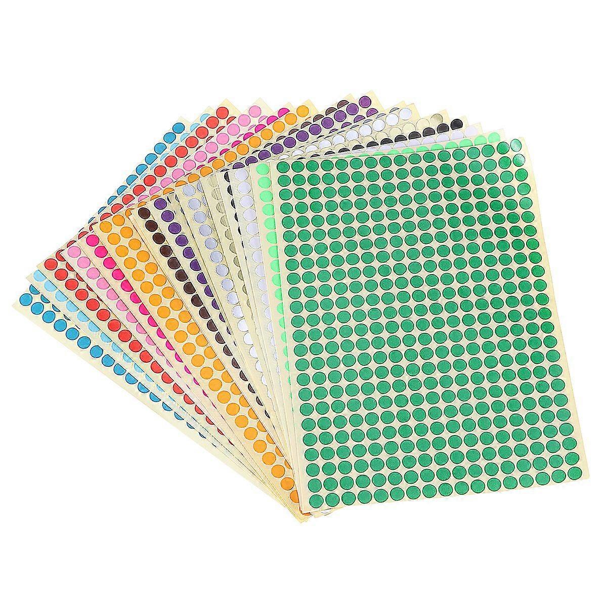 16 stuks 6MM kleurcodering Sticker Dots Bright Color Circle Dot Labels Gemengde Kleur