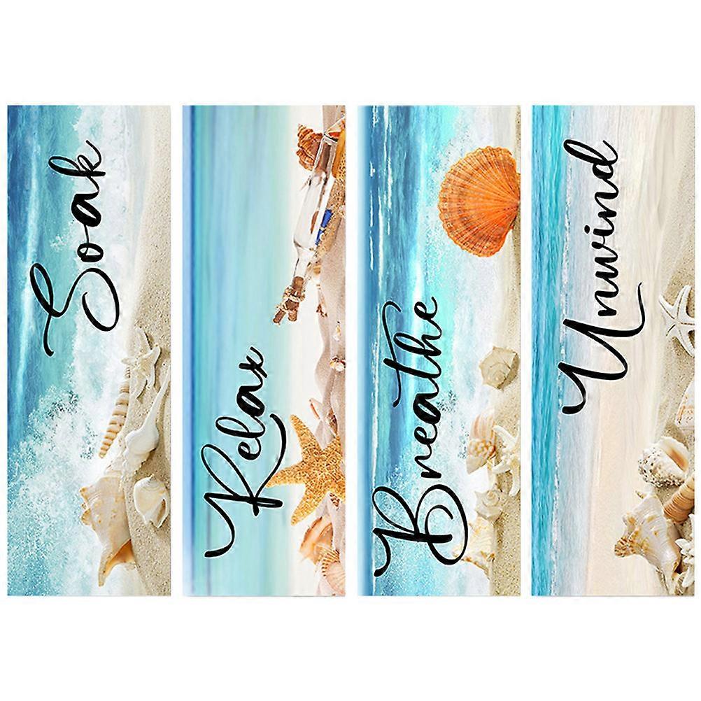 Beach Hanging Sign Wall Decor Home Decoration Rectangle Classic Beach Style 4Pcs