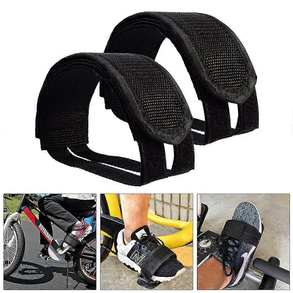 Universal Bicycle Pedal Straps, Exercise Bike Pedal Straps, Toe Clips Strap Band for Fixed Gear Bike, Nylon Velo Foot Block, 1 Pair
