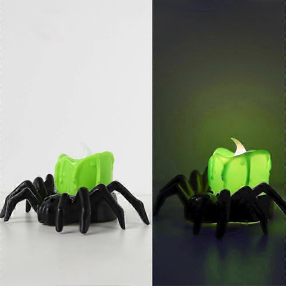 Luz de vela LED com tema de Halloween com designs de aranha, caveira e abóbora para decoração de festas e iluminação noturna