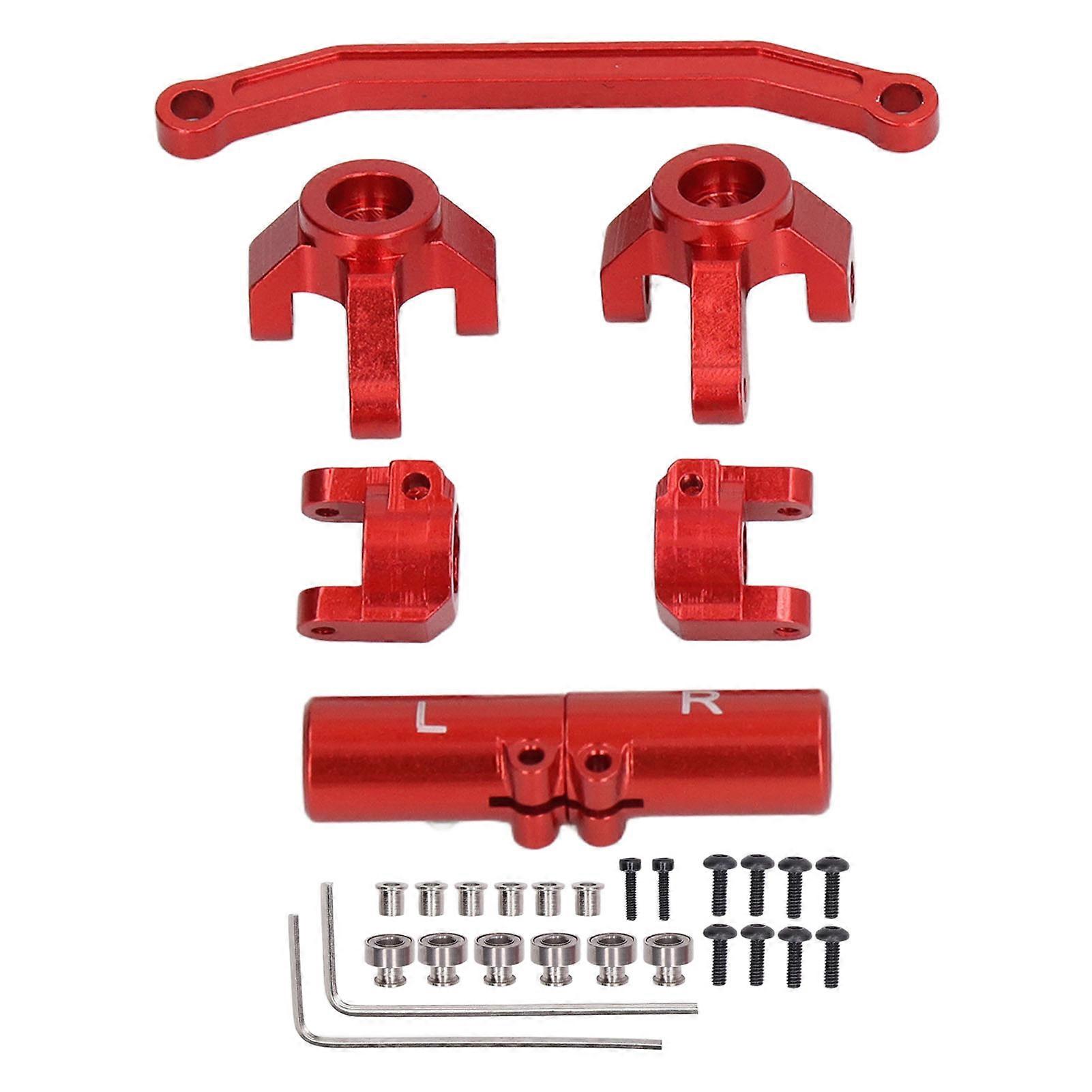 RC Front Steering Set Aluminum Alloy Rear Axle Base Set for ECX Barrage 1/24 for RGT 1/24 for FTX 1/24 Climbing Car Red
