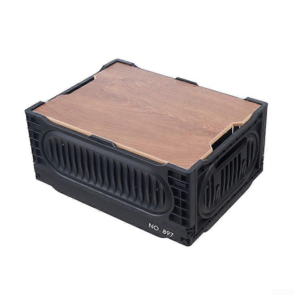 Outdoor storage basket – quickfold PP box with wooden board, portable camping trunk, largecapacity container for picnics, hiking, and travel (b)