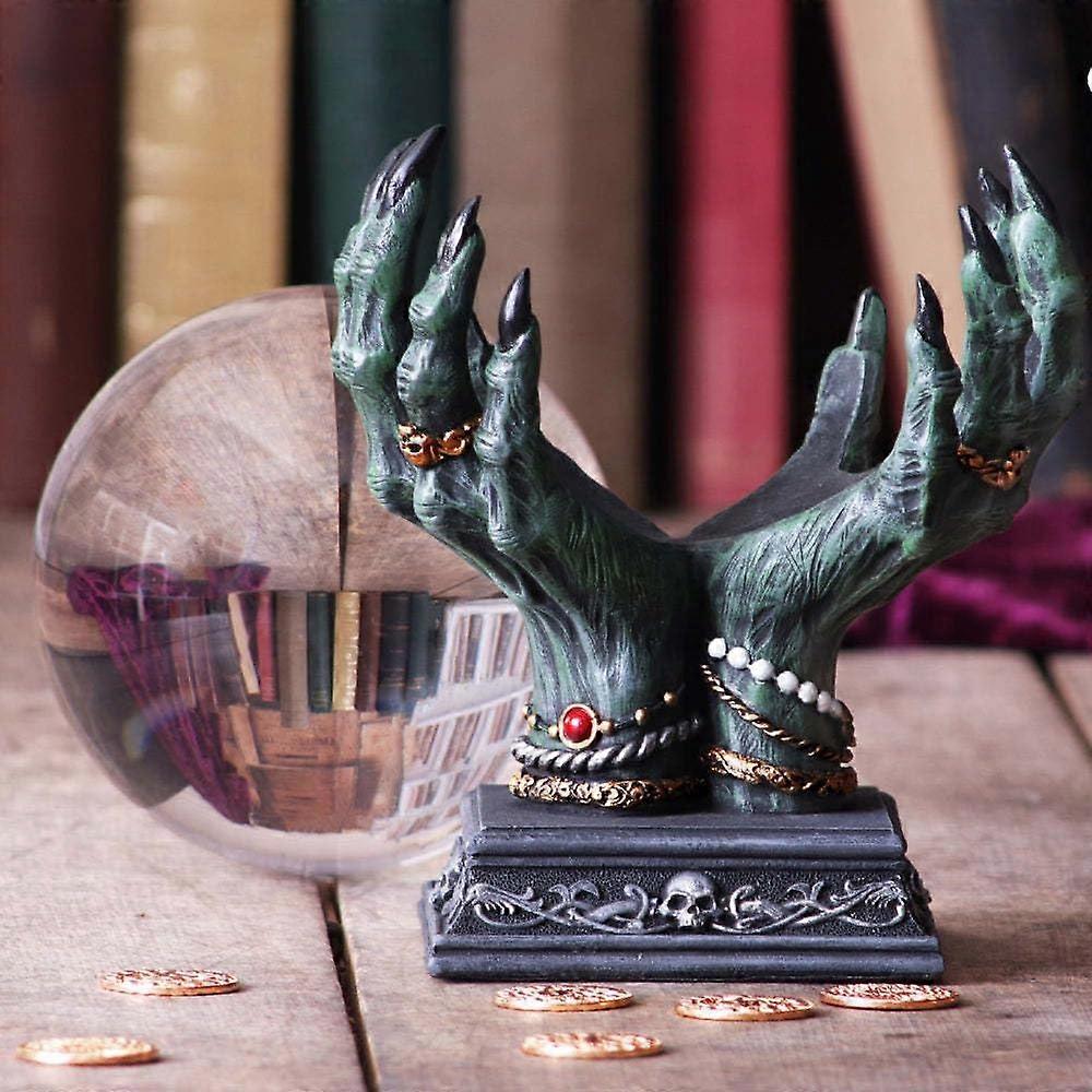 Generic holder for crystal ball in the form of a devil's hand, Gothic desk decoration, skull base