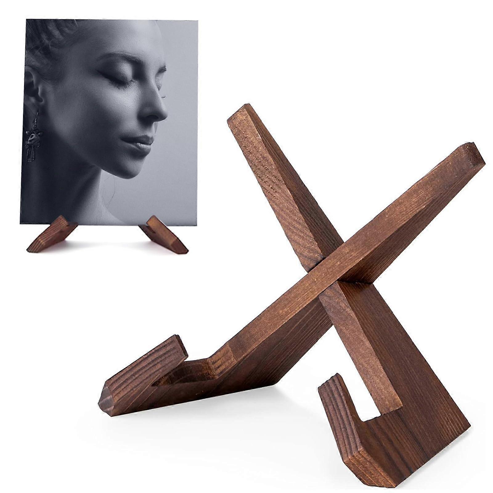 Record Stand, Stylish Wooden Record Holder for Albums and Vinyl Storage, Wooden Cookbook Stand, Easels for Displaying Pictures and Photos (6.5 Inches)