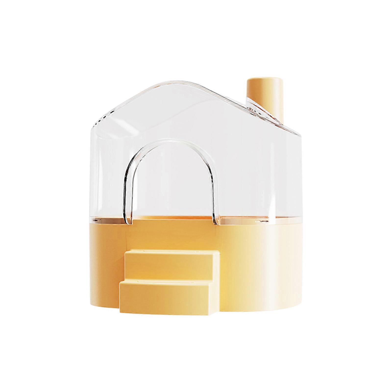 Spill Proof Hamster Sand Bath Box Container With Elevates Base Transparent Design For Lemming And Small Animal Habitats Yellow