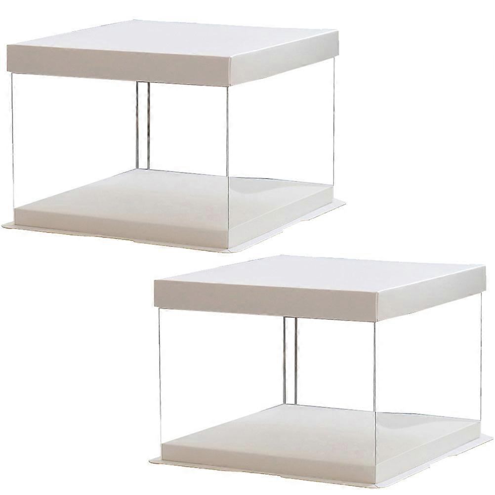 Temizle Fırın Kutusu Doğum Günü Kutlaması Için Plastik Kek Kabı Kare Şekli Minimalist Stil 2 Adet