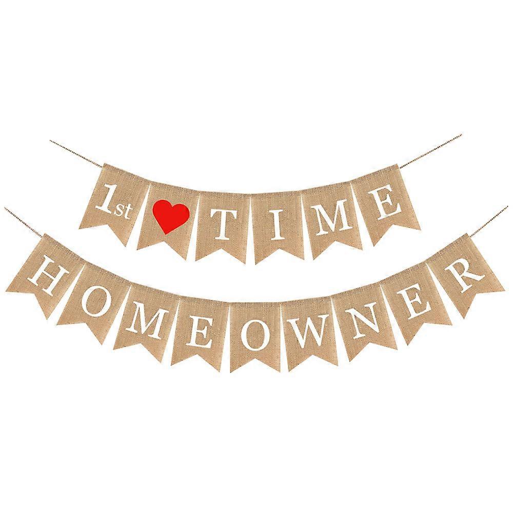Burlap Party Banner Linen Bunting Photo Prop Assorted Color 17x13 Cm Fish Tail First Time Homeowner Theme 1 Set