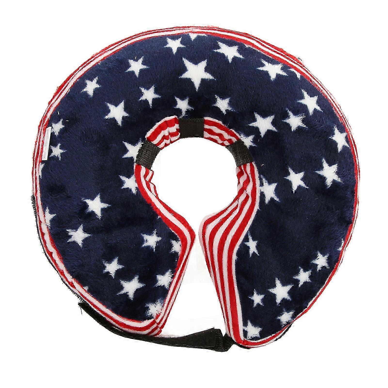 Soft Comfortable Inflatable Recovery Protective Collar for Pets After Surgery with USA Flag Design M