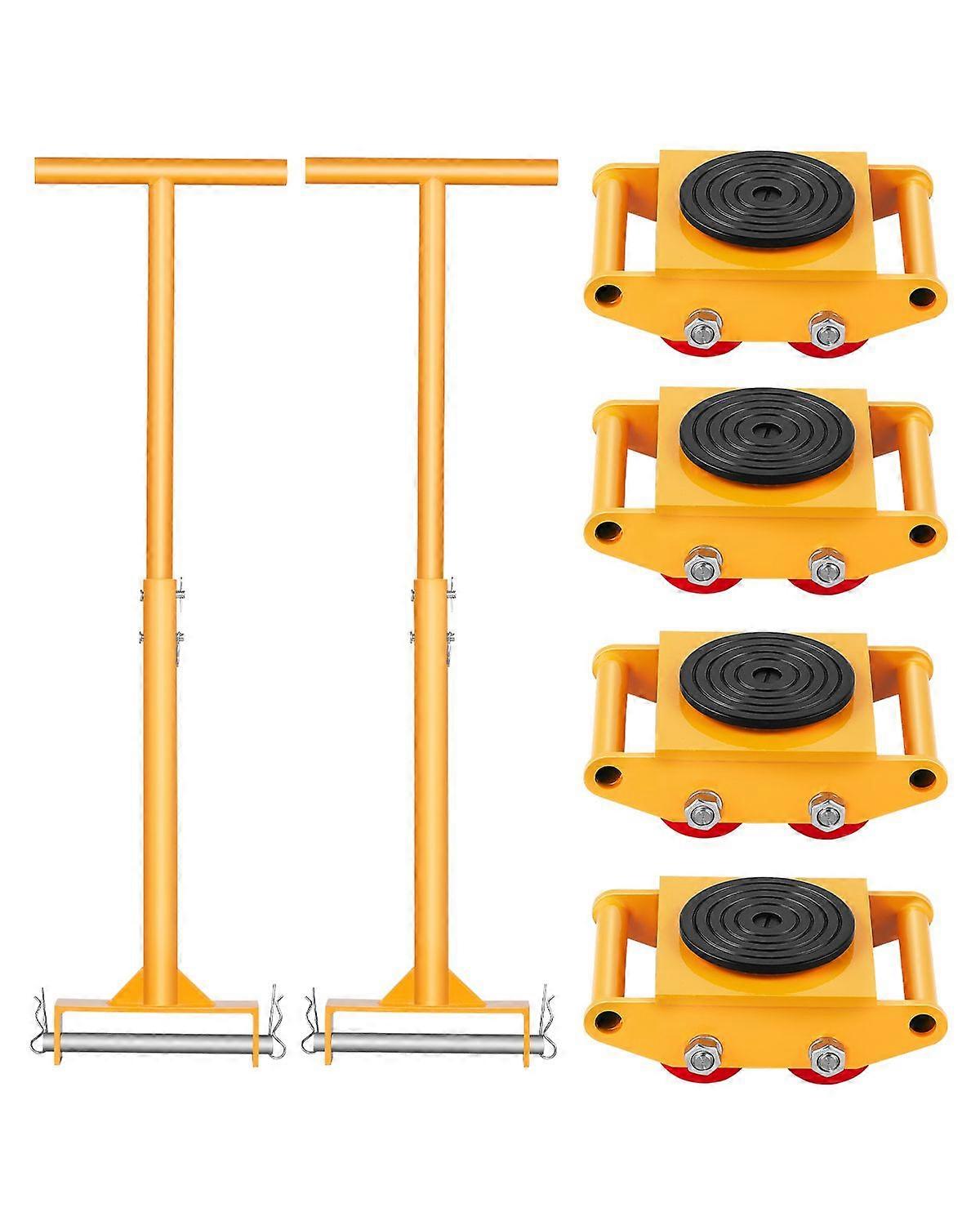 Machine Skate, 6T Machinery Skate Dolly, 13228 lbs Machinery Moving Skate with 360 Rotation Cap and PU Directional Rollers, Yellow
