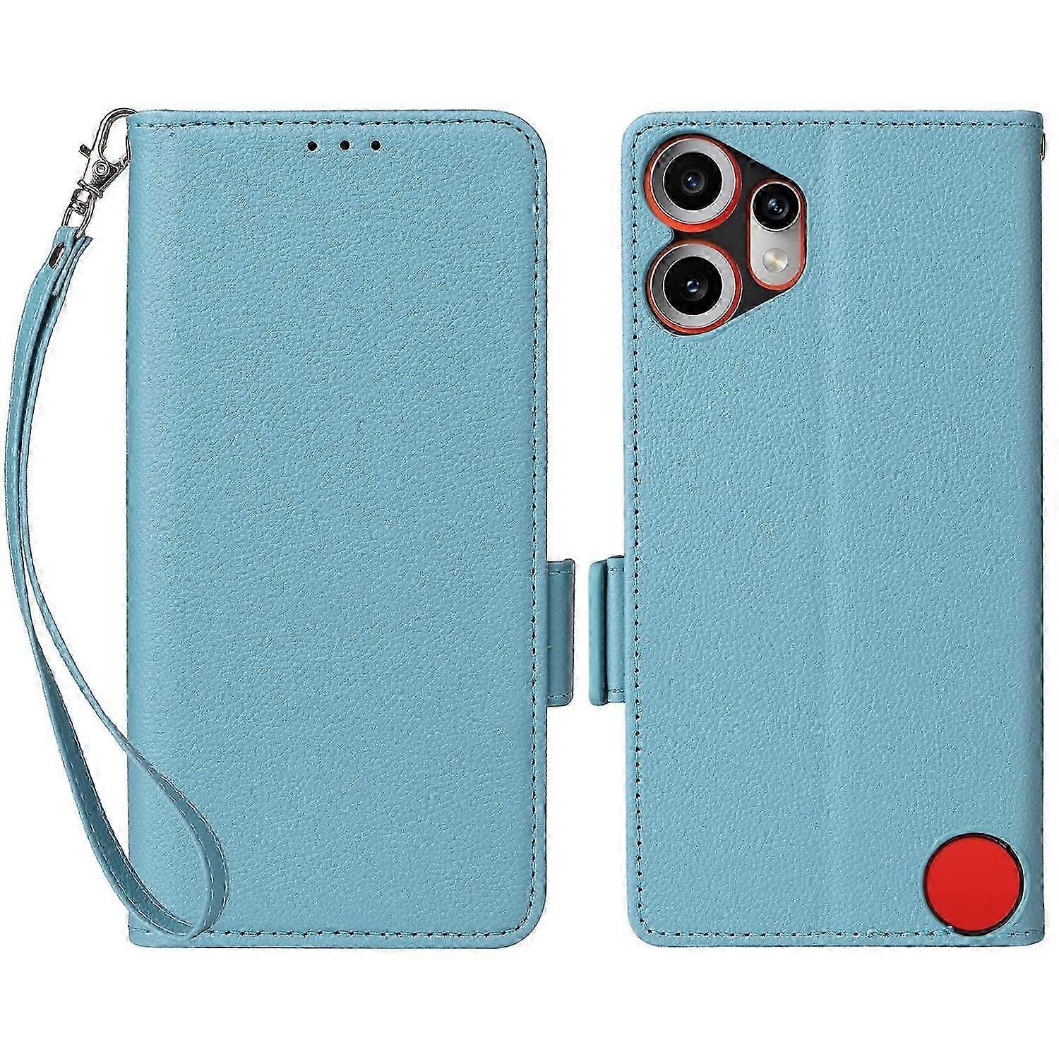 For Nothing CMF Phone 2 Pro Case with Wrist Strap Litchi Texture PU Leather Wallet Phone Cover - Gre