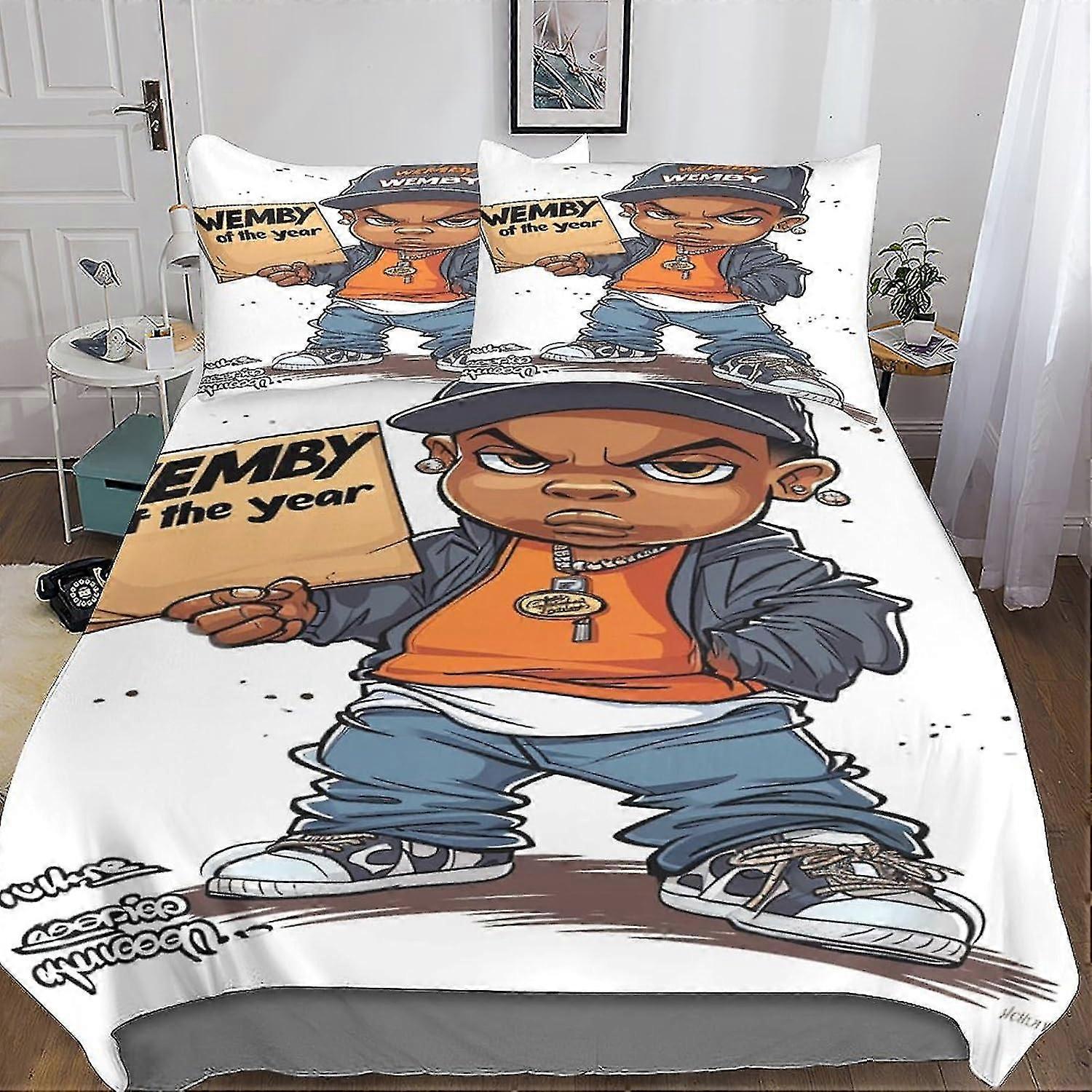 Modern Hip Hop Theme Comforter Cover Set with Hidden Zipper Closure - Trendy Microfiber Art Bedding with 3D Print, 3-Piece Set with Pillowca