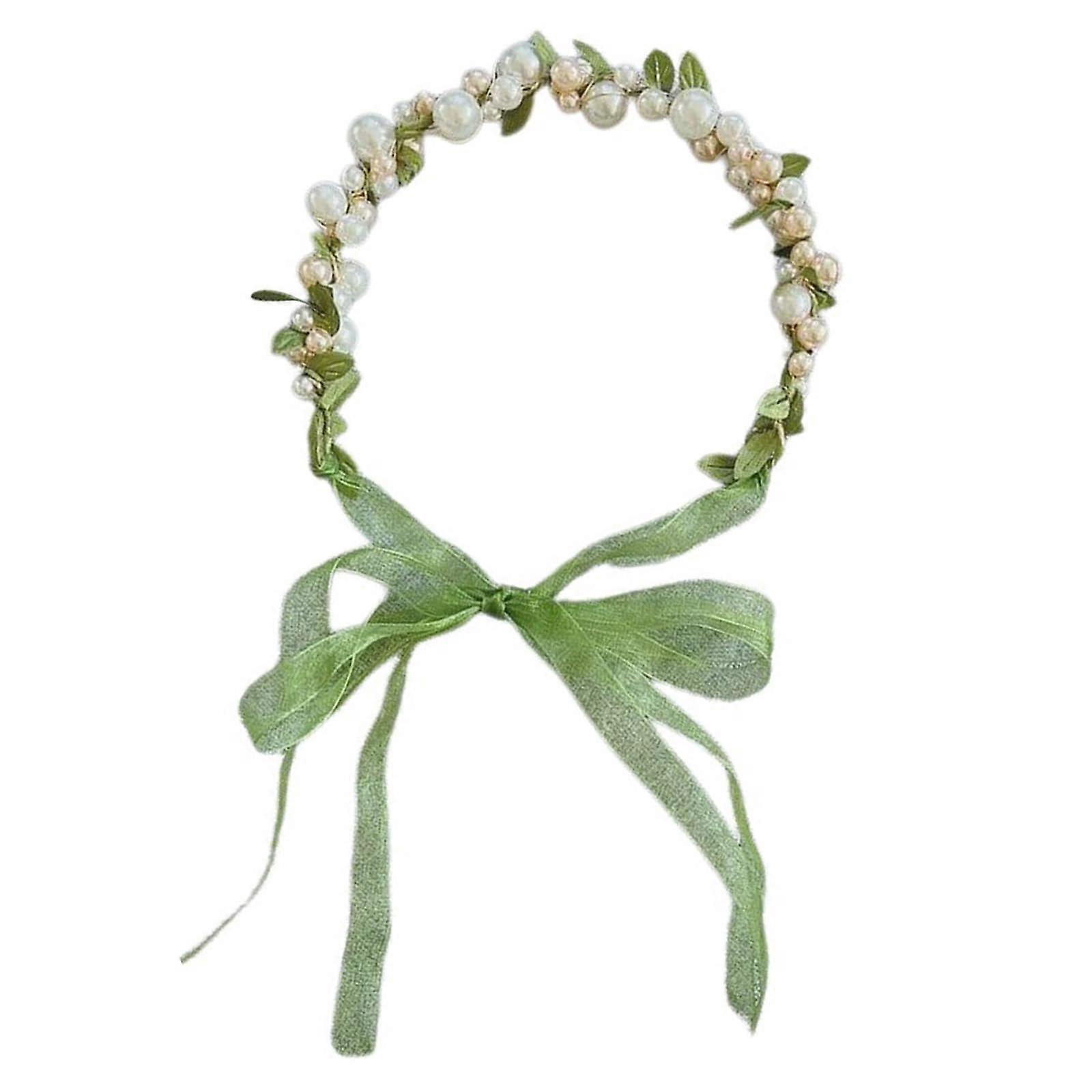 Pearl/Golden Leaf Headband for Kids, Spring Photography, Ethnic Style Hair Hoop, Wedding Celebration, Girls' Hairband