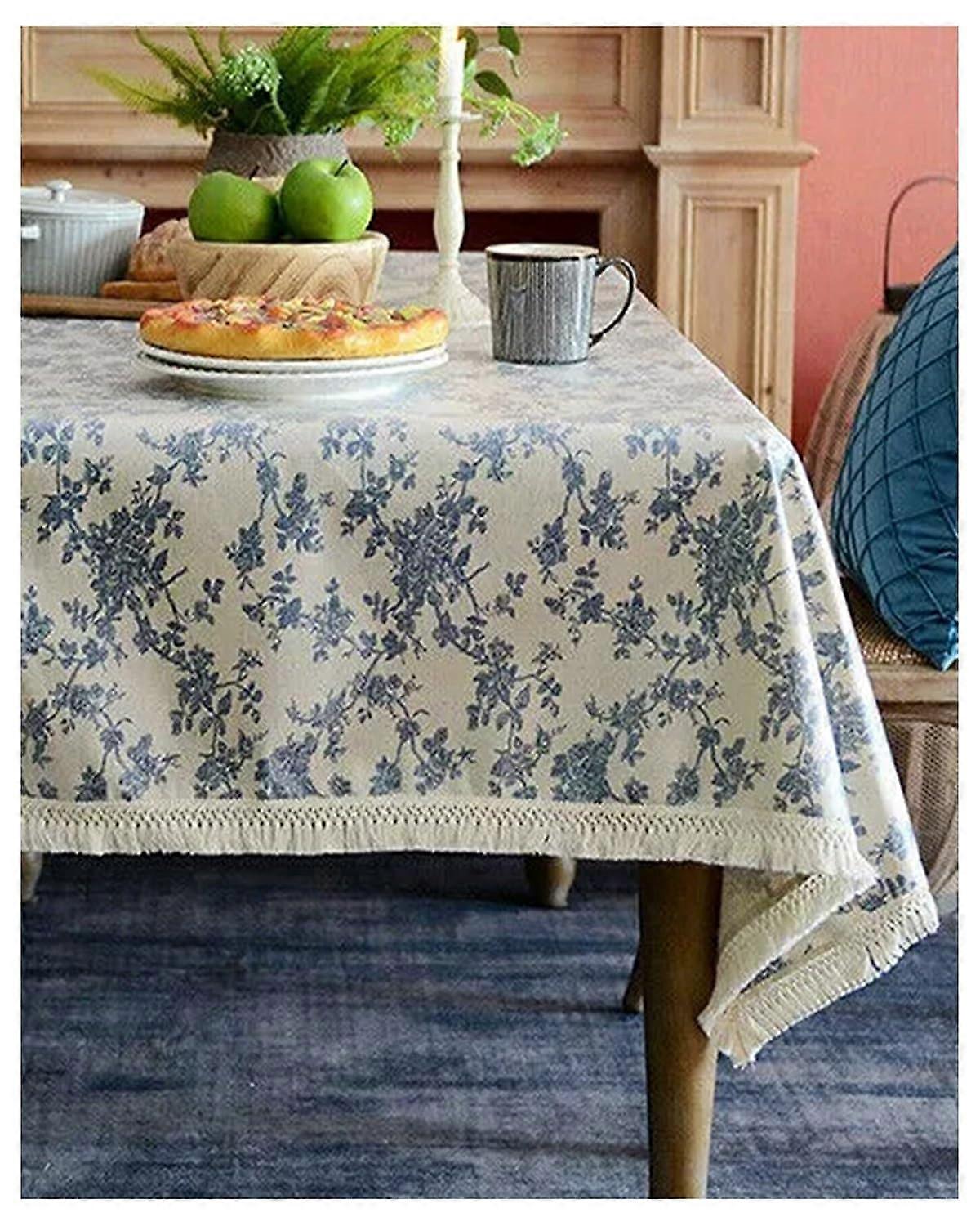 Rectangular Tablecloth Cotton Linen Washable for Kitchen, Dining, Coffee Table (Color: B, Size: 150*150*200cm)