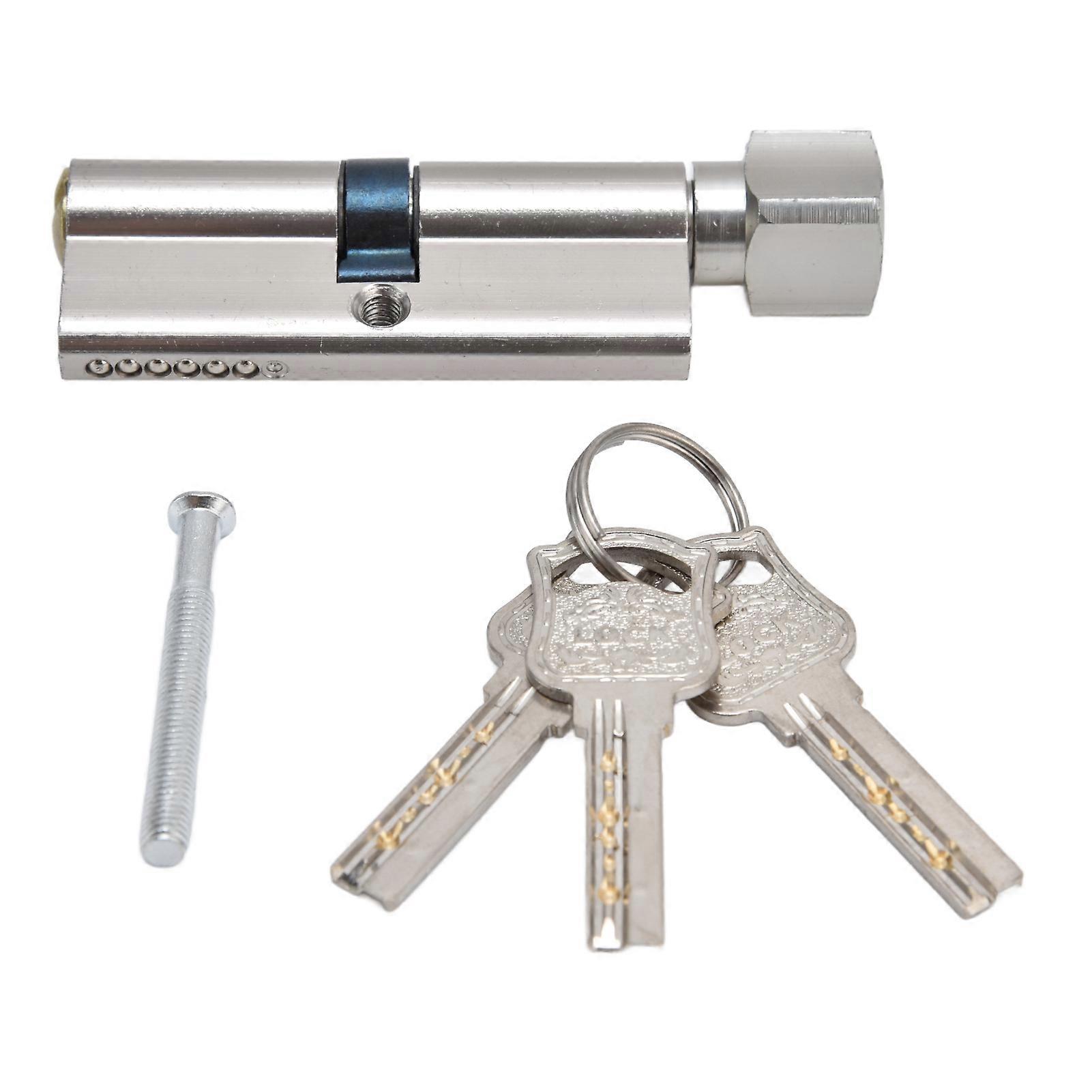 Cylinder Lock Door Locker Core Home Security System Tool Aluminum with Key for Cabinet Mailbox Drawer CupboardSilver