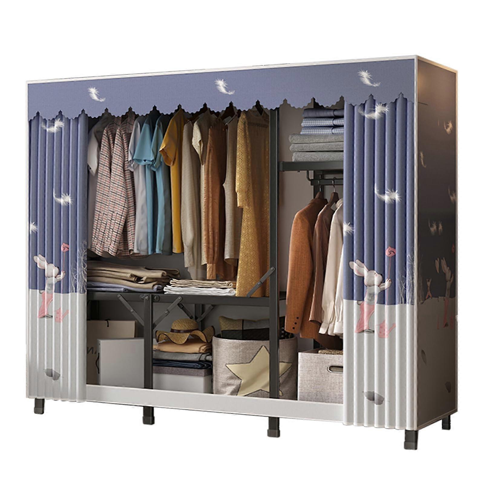 Fabric Wardrobe for Bedroom with Hanging Rail, Simple Cabinet, Organizer (170x45x168cm)