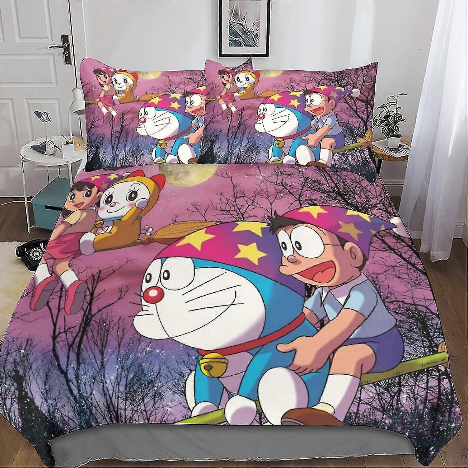 Conjunto de capa de edredom para crianças - Conjunto de roupa de cama de anime fofo 3D com fecho de zíper, conjunto de 3 peças adequado para determinada marca