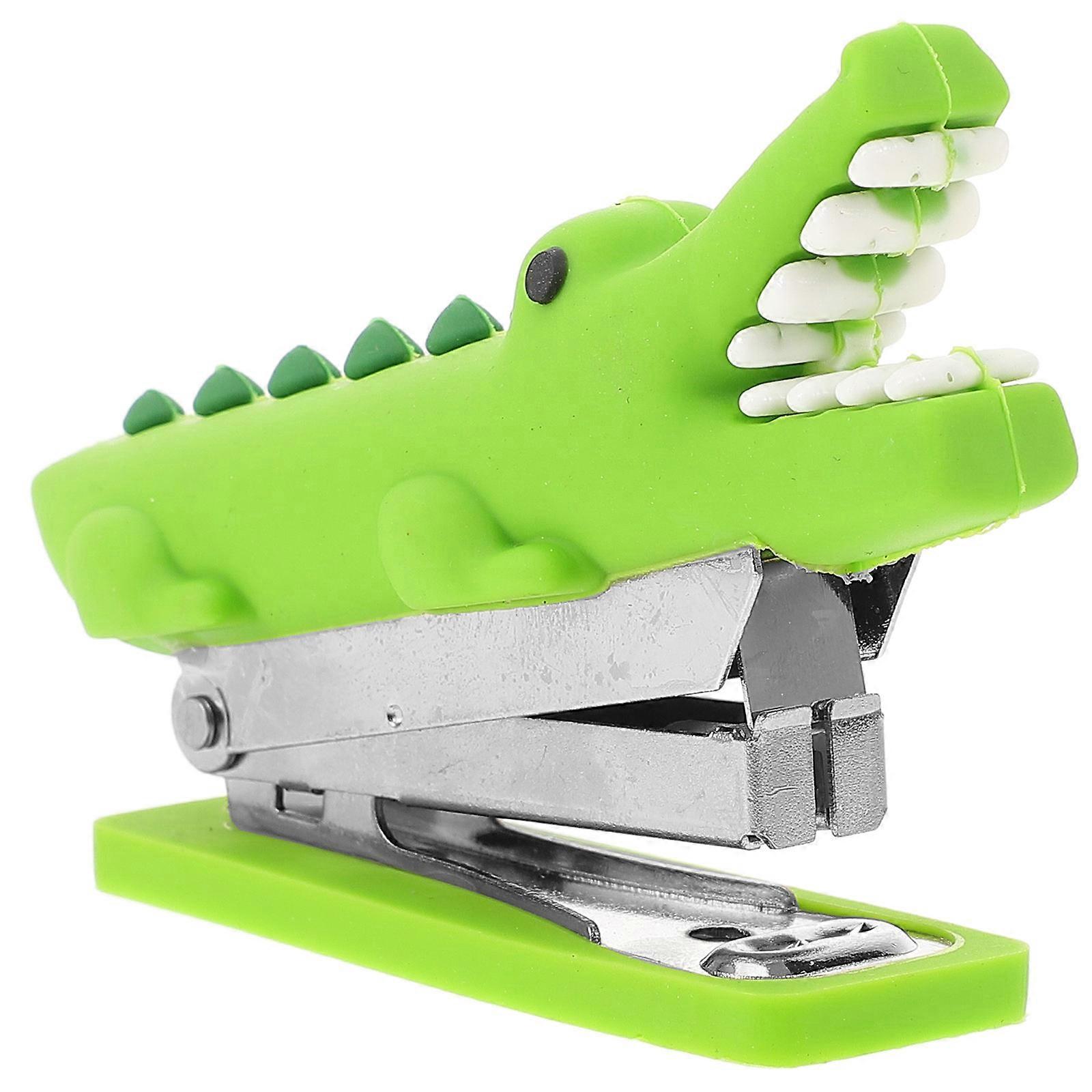 Cute Cartoon Handheld Stapler Portable Crocodile Design Smooth Operation for Office and School Use