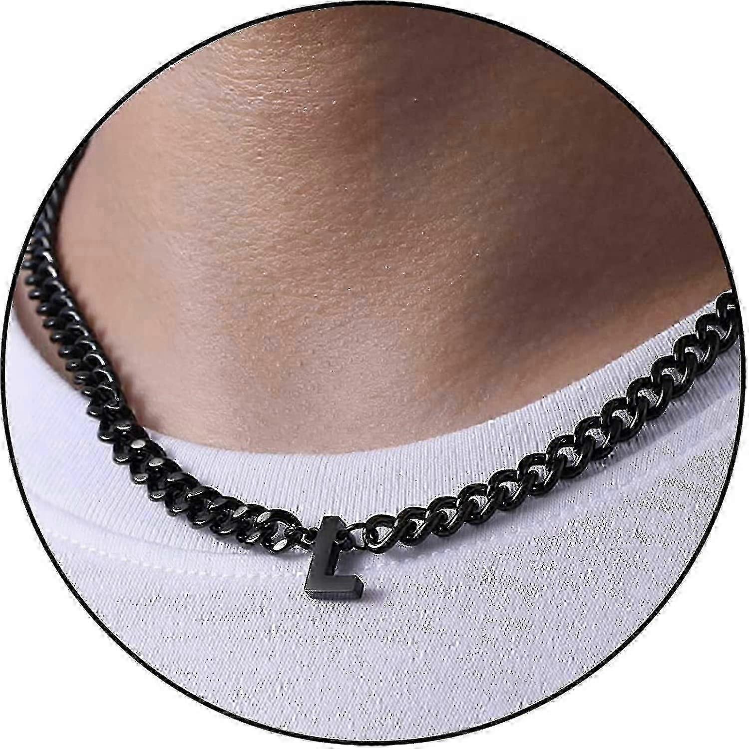 Κολιέ κουβανέζικο σύνδεσμο ανοξείδωτου για την αρχική AZ αγόρια άνδρες γυναίκες με μενταγιόν γράμμα 6.5mm 18+2 ίντσες δώρο κοσμημάτων