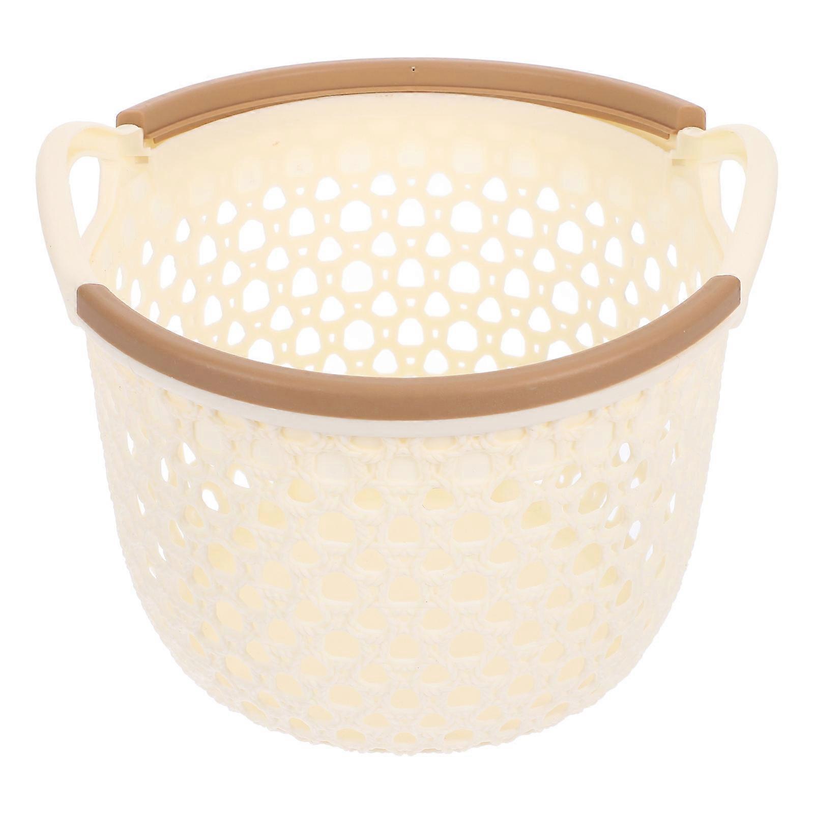 Hollow Storage Basket Rustic Style Organizer Desktop Sundries Storage With Handle