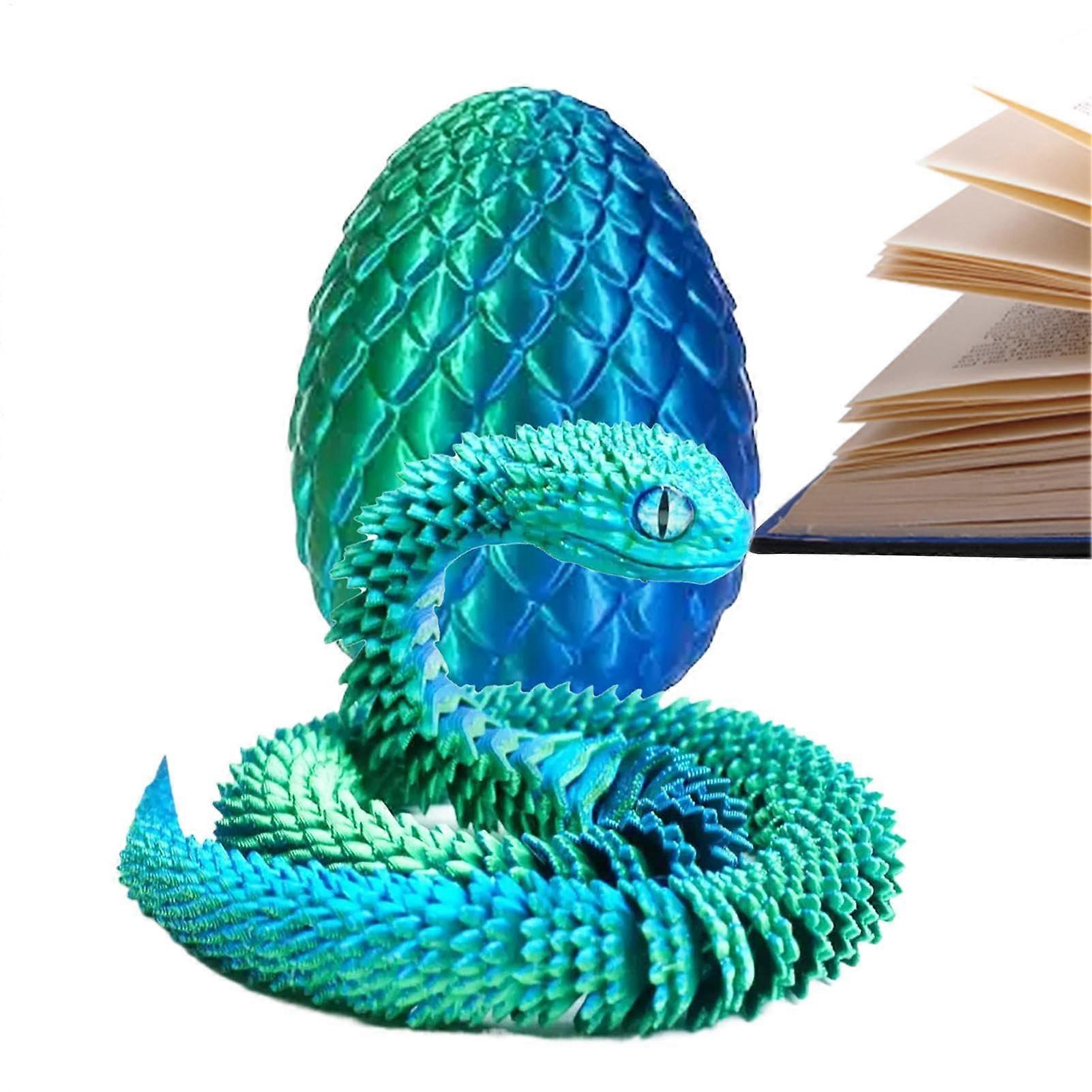 Printed Snake Desk Toy - Fidget Snake Egg with Hidden Snake, Green Interior Decoration for Home and Office