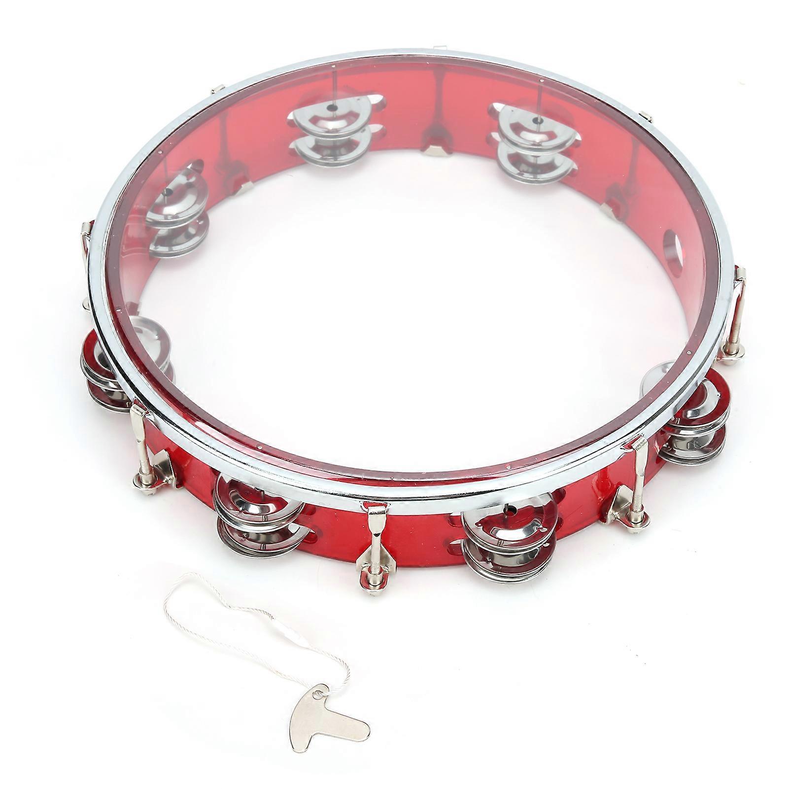 Tambourine Double Row Adjustable 10in Percussion Jingles Instrument for Party Performance