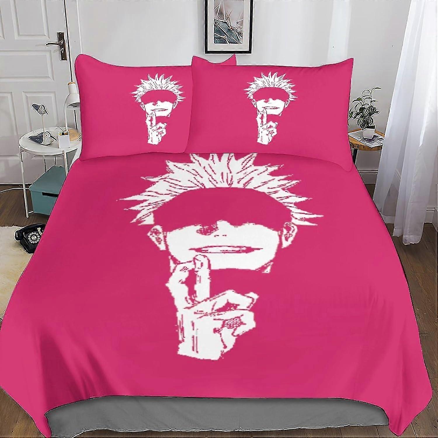 Conjunto de capa de edredom de anime Conjunto de cama 3D Conjunto de capa de edredom Colcha Microfibra Conjunto de 3 peças com fecho de zíper macio