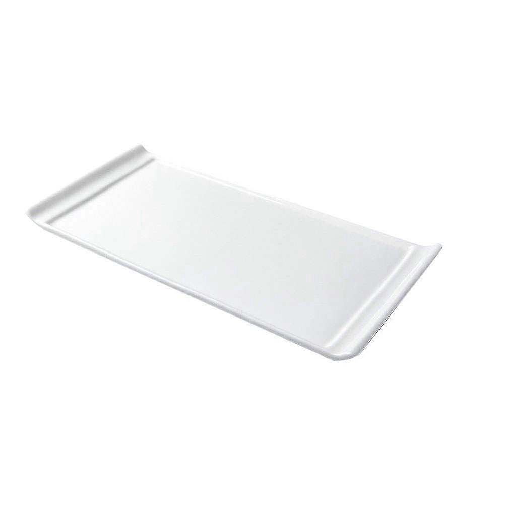 White Ceramic Food Plate for Storage Smooth Jade Texture Rectangular Kitchen Tableware 1Pc