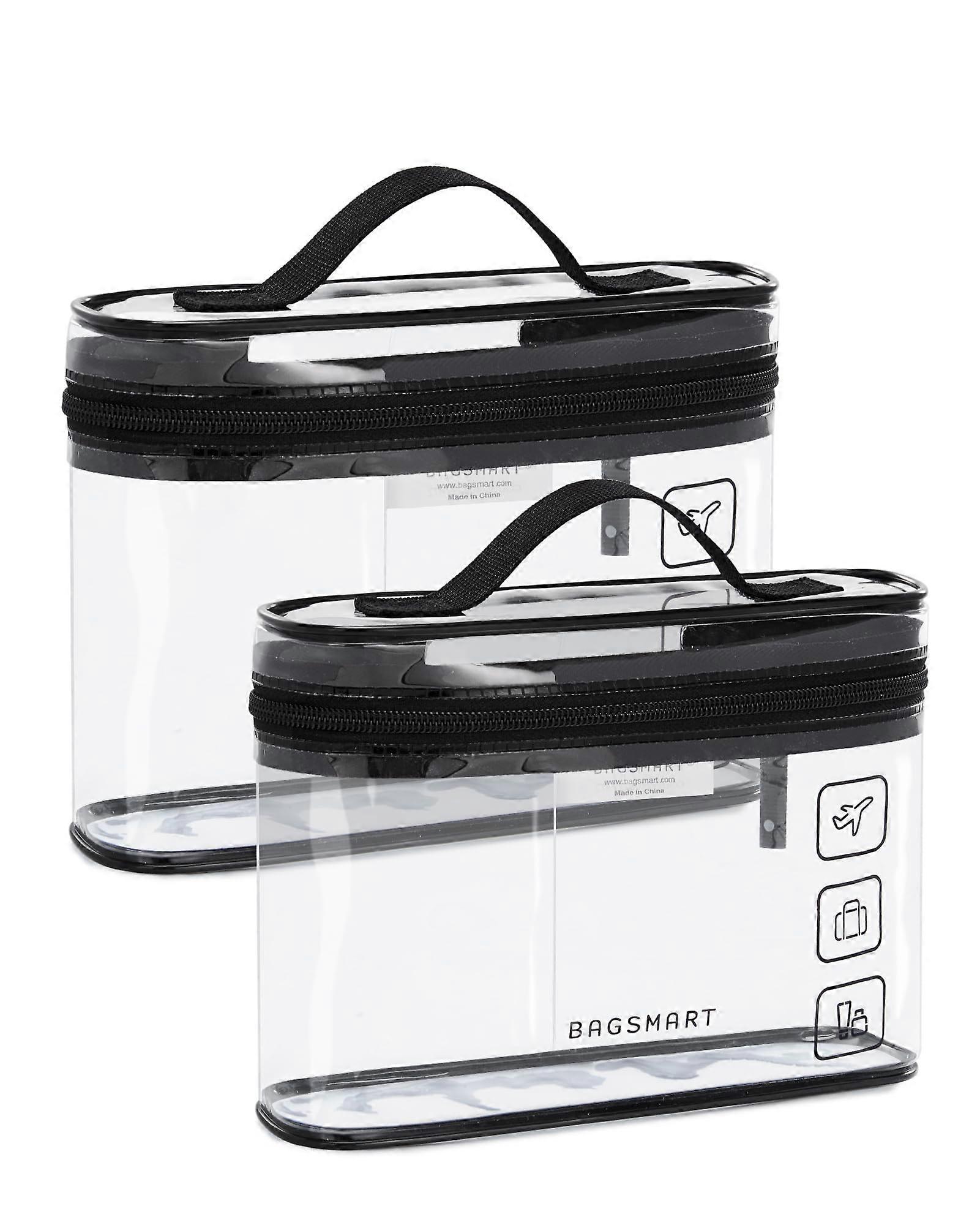 TSA Approved Toiletry Bag, 2 Pack Clear Makeup Cosmetic Bag Organizer, Black 2 Pack