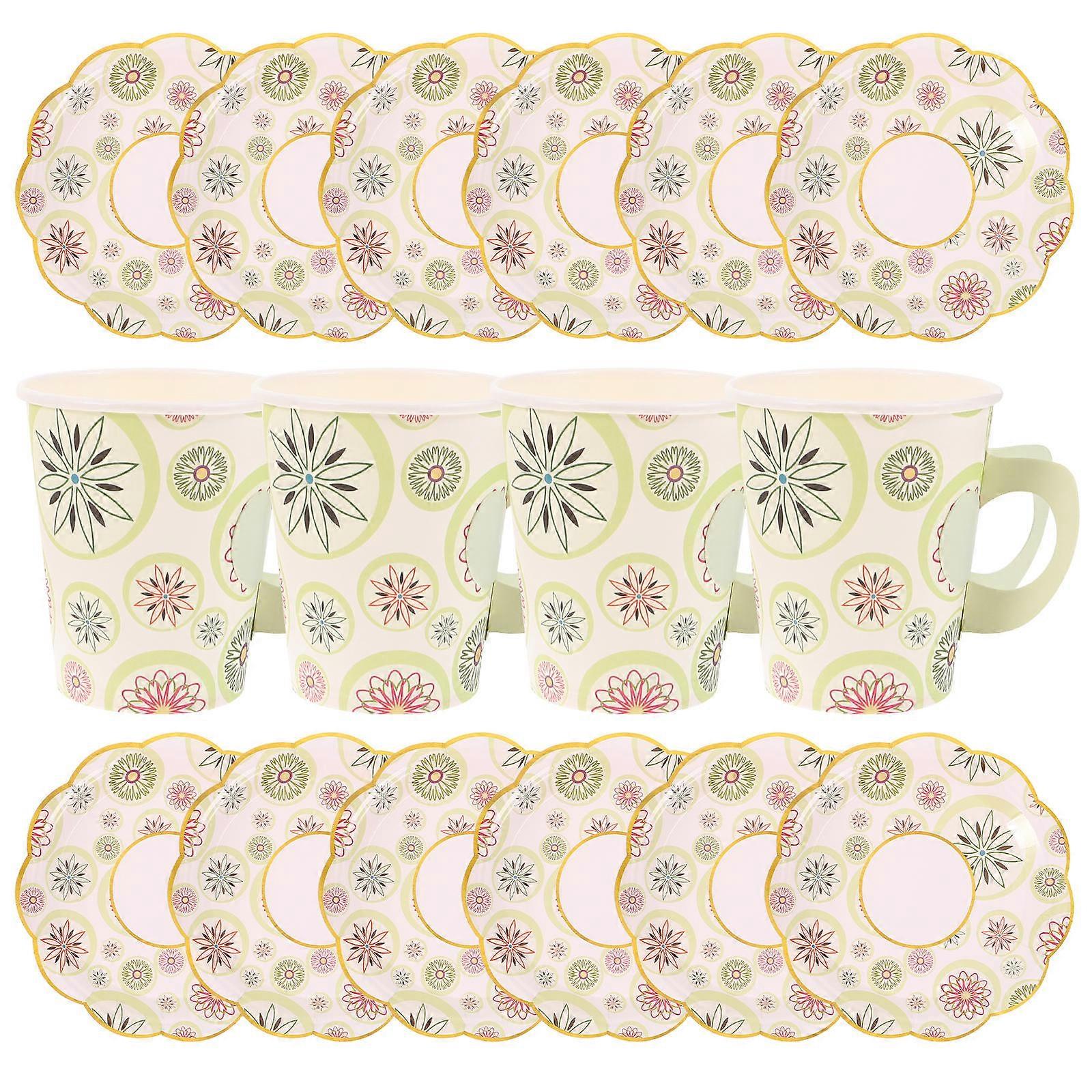 Food Serving Paper Plates Theme Parties Use Safe And Flower Printing Patterns 32Pcs