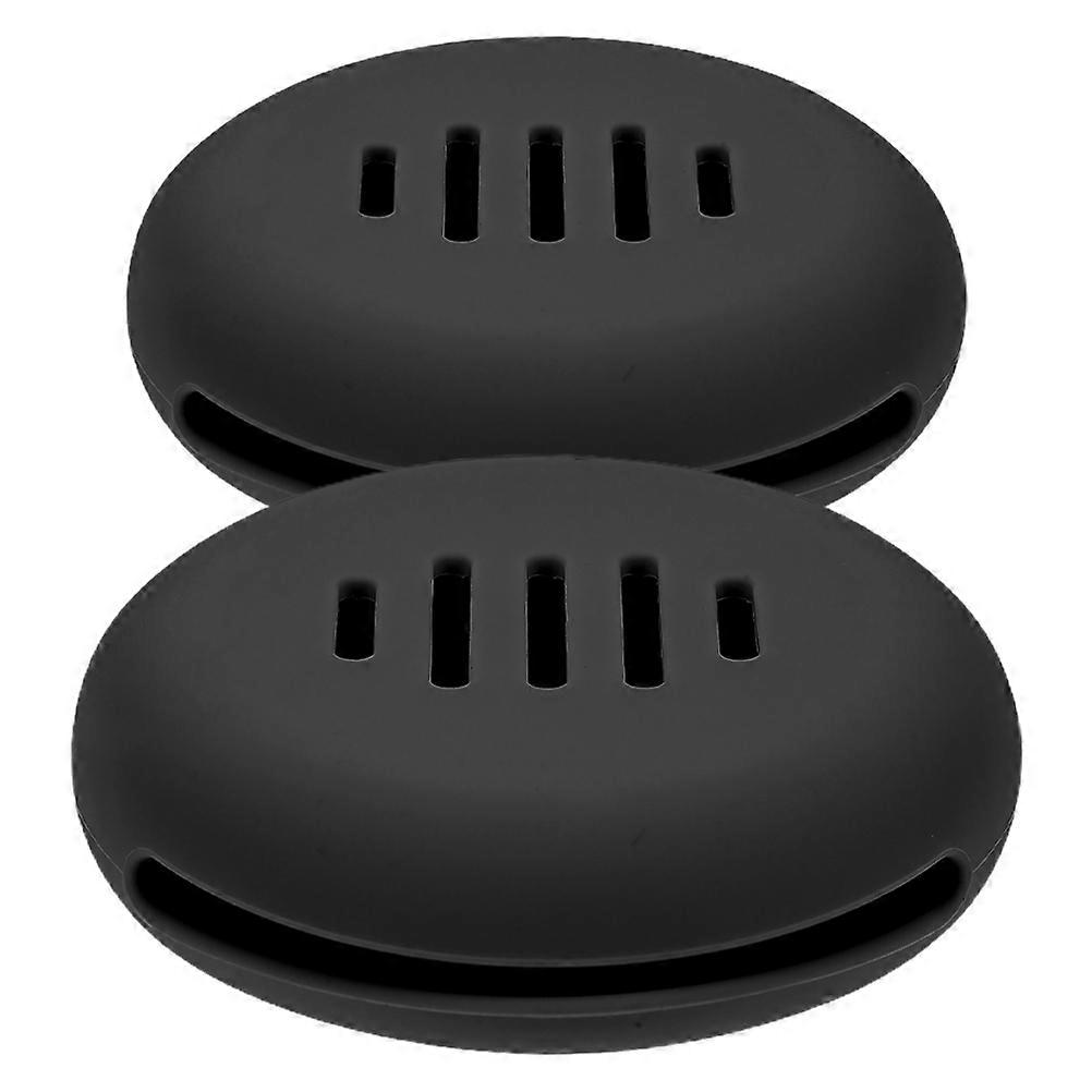 Silicone Makeup Sponge Holder Shatterproof Storage Case 2Pcs For Business And Travel Black