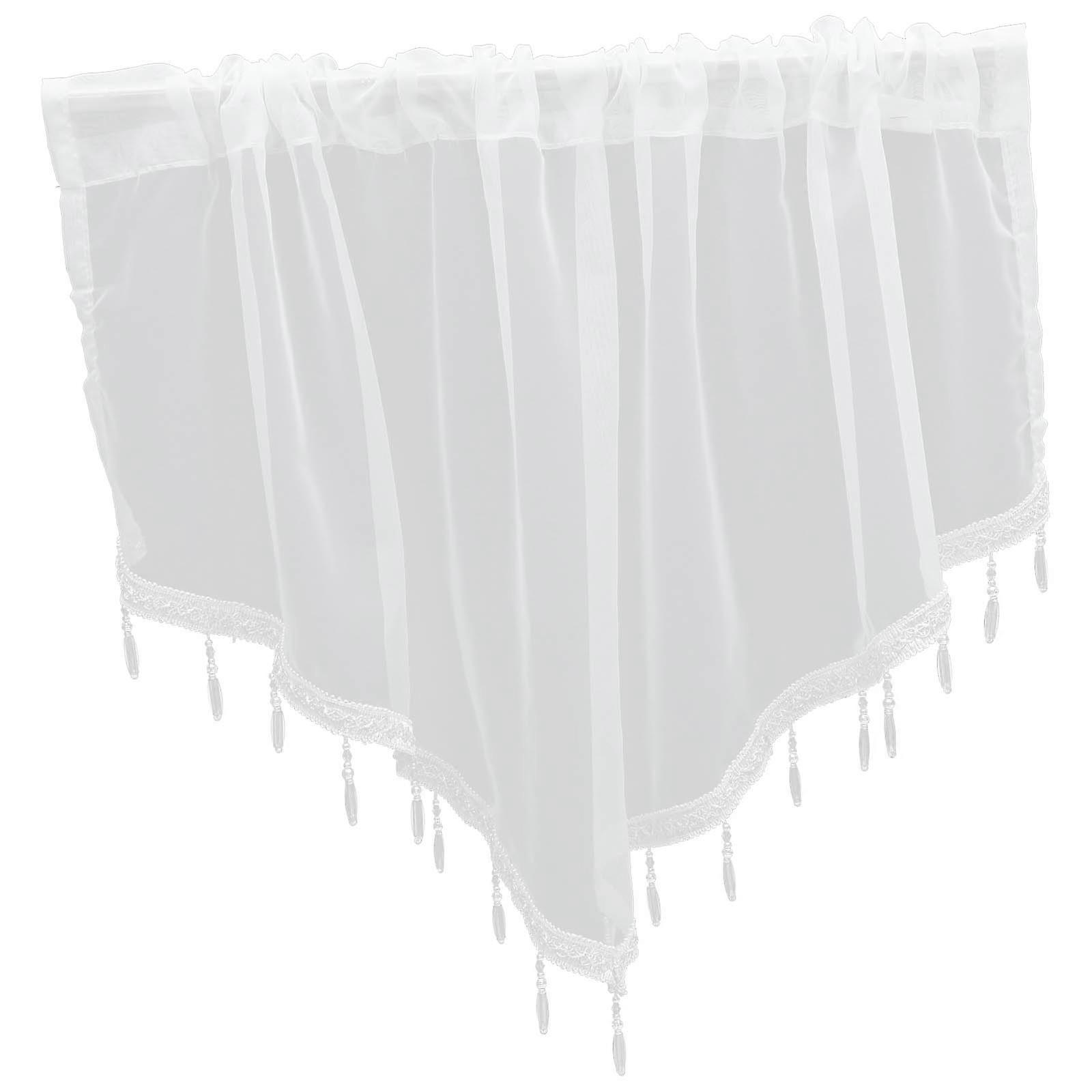 Triangle Valance Curtains Window Decoration Living Room 130X60CM White Polyester Home Decor 1Pack