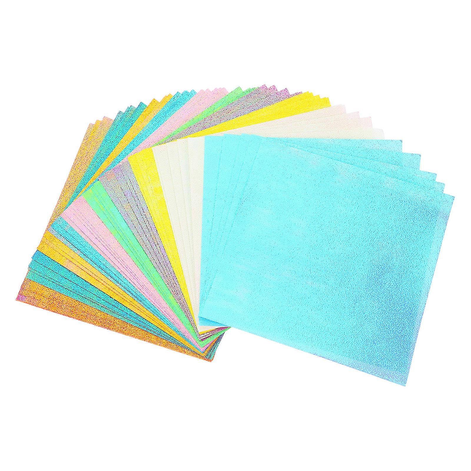 50pcs Iridescent Paper Square Shiny Folding Paper Diy Handcraft Paper Origami Paper,Colorful Paper For Paper Crane Paper Cuts (15cm, 10 Colors)