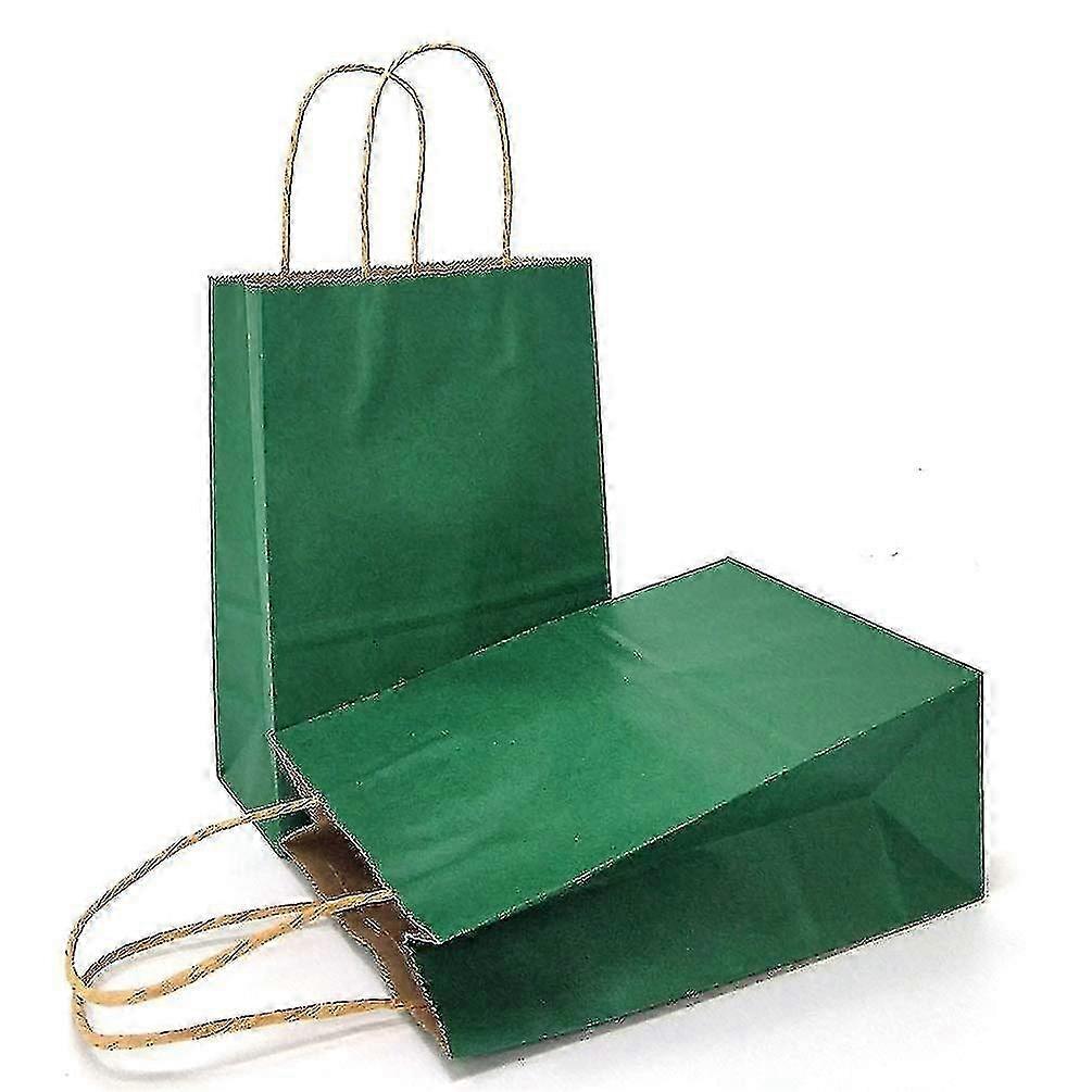 Sacs-cadeaux en kraft vert avec poignée - Lot de 25