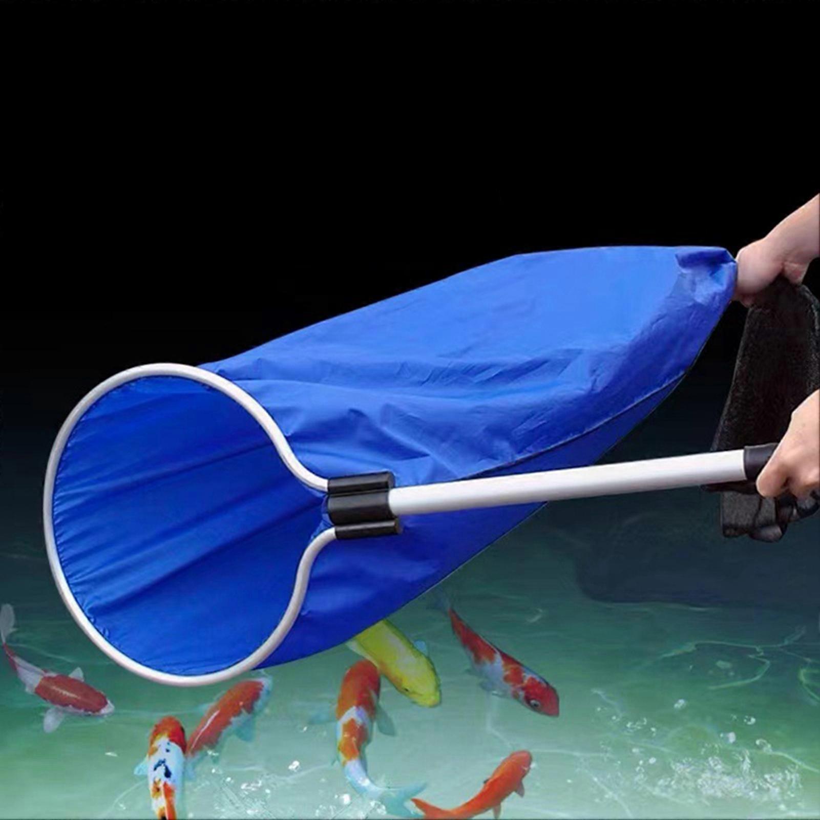 Fishing Net Semi Permeable Soft Canvas Nylon Anti Slip Aluminum Handle Fish Transfer Net for Koi Arowana 30cm/11.8in Handle 15.7in