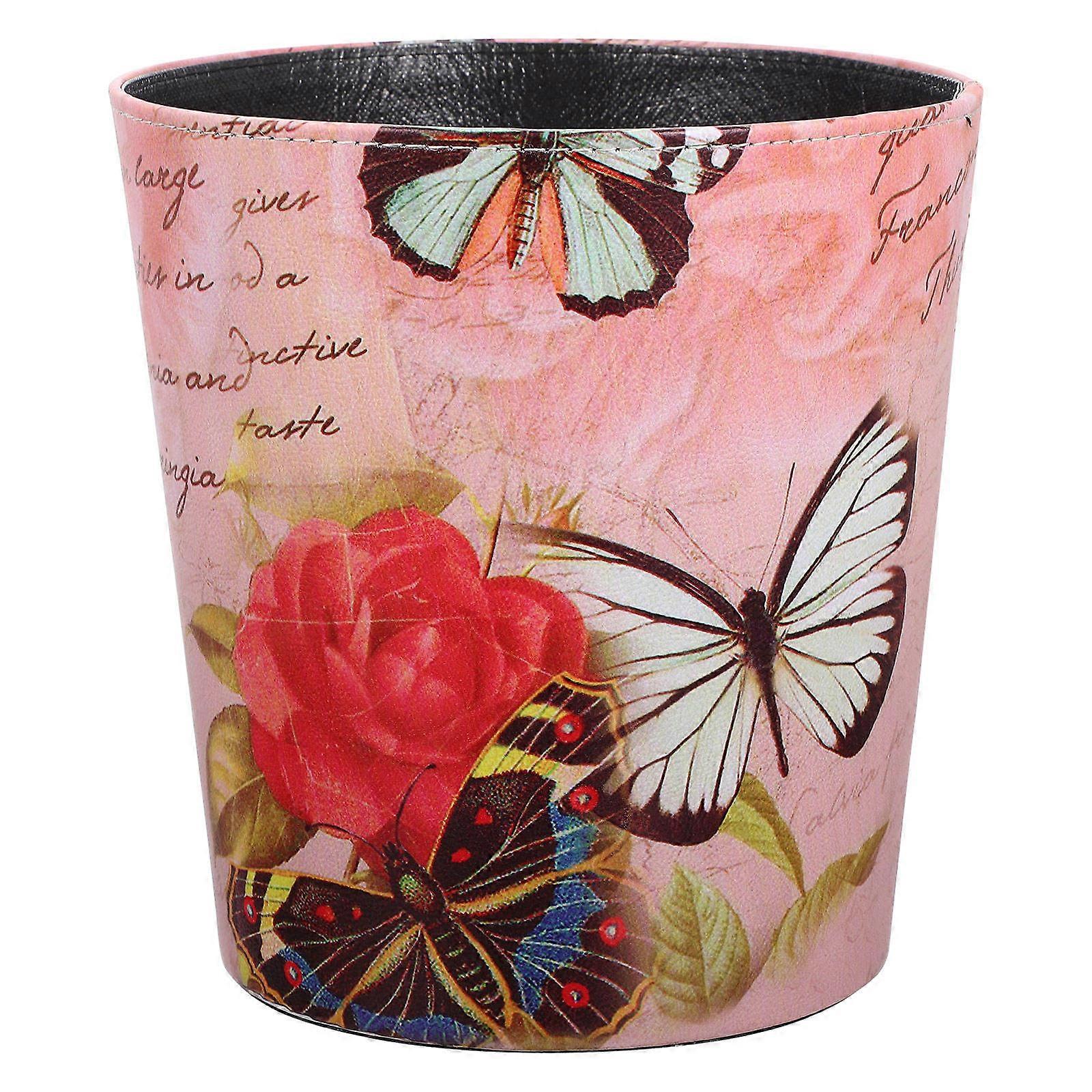 Stylish PU Trash Bin Large Capacity Waste Storage Container for Home Office Bathroom No Lid Organizing Design