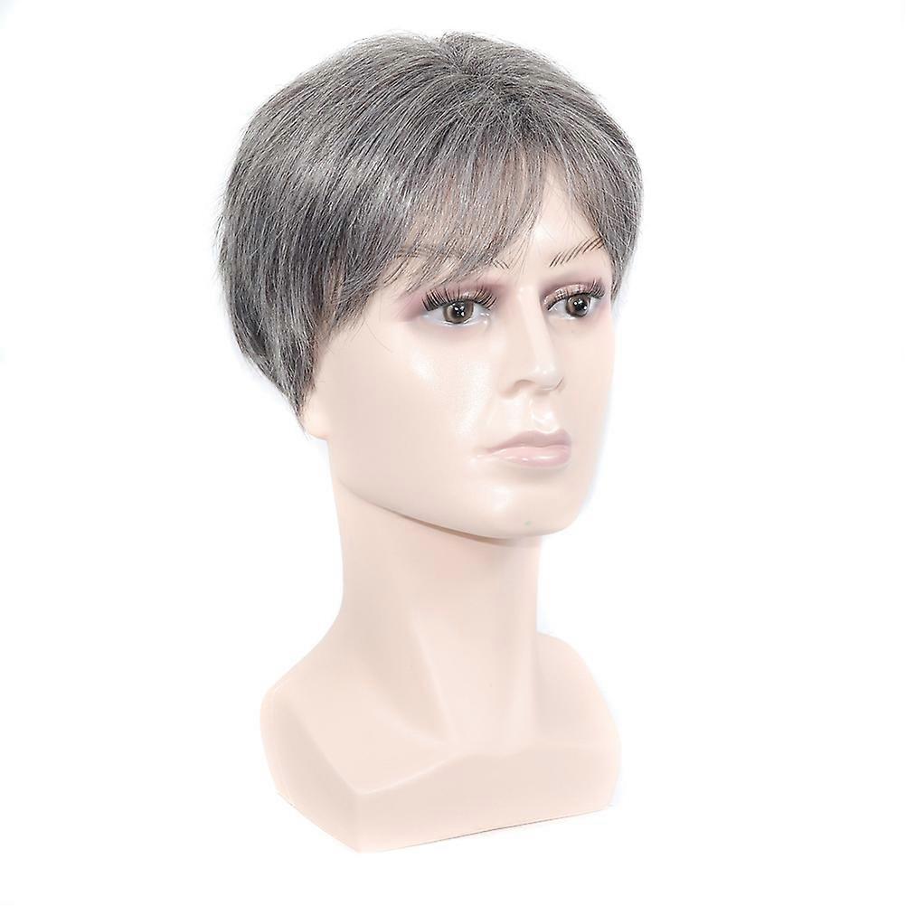 Perruque courte en argent gris pour hommes pour soirée à thème Cosplay Usure quotidienne 1Pc