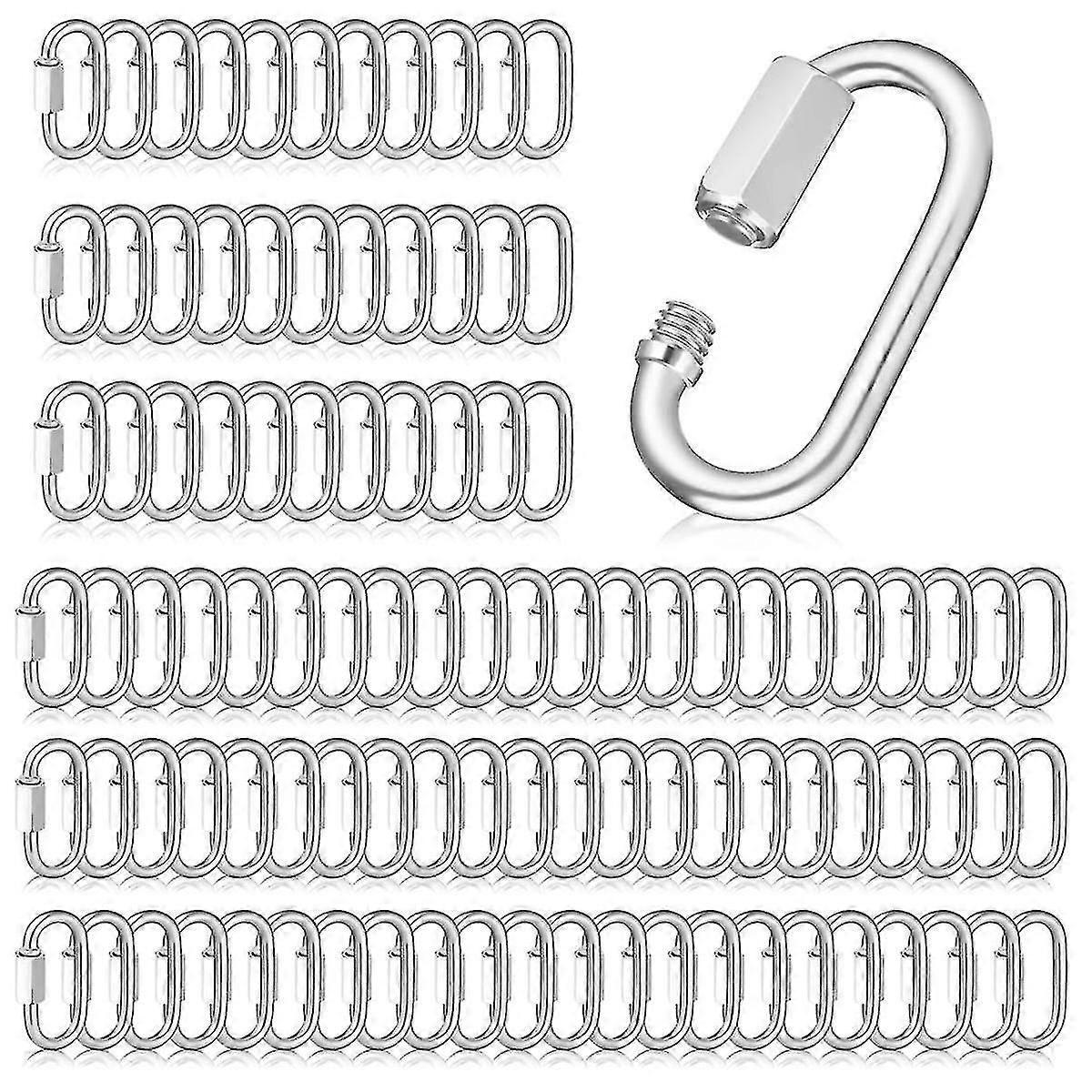 100 kpl Quick Chain Link Heavy Duty Quick D Shape Link Connector Link ketjuille riippumatto kuntosali ulkoiluvälineet