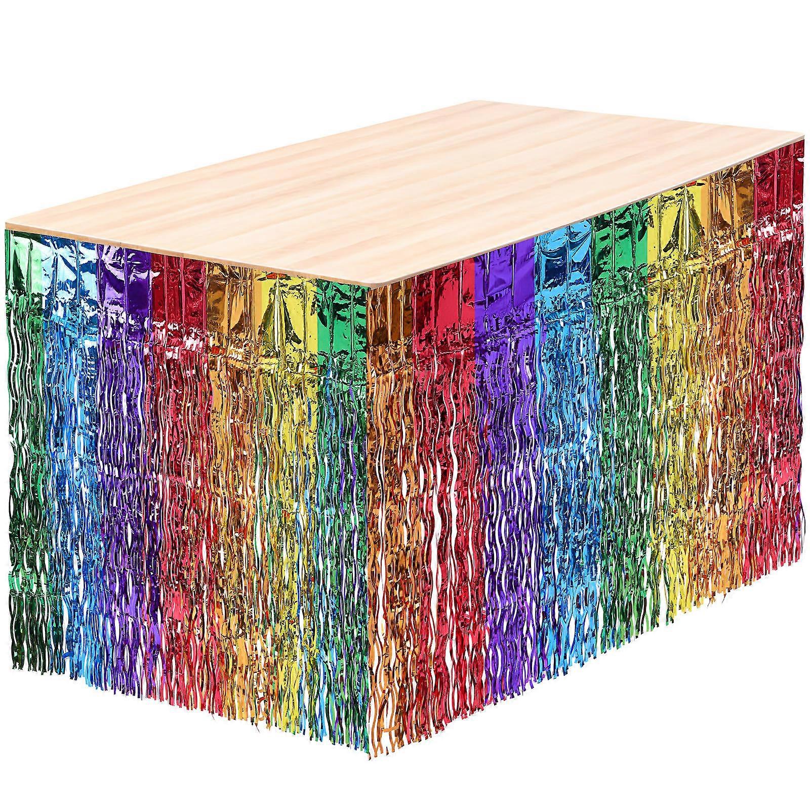 Colorful Desk Skirts Table Skirts Decorative Fringe Design For Parties 2Pcs