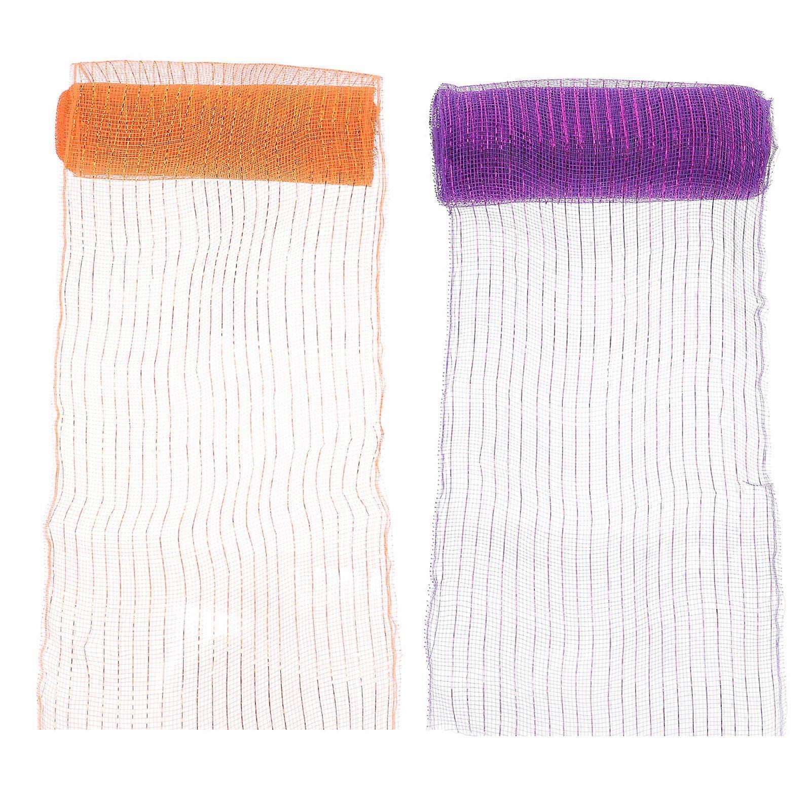 Halloween Mesh Ribbon For Crafting Orange Shimmering 900x26cm 2Pcs